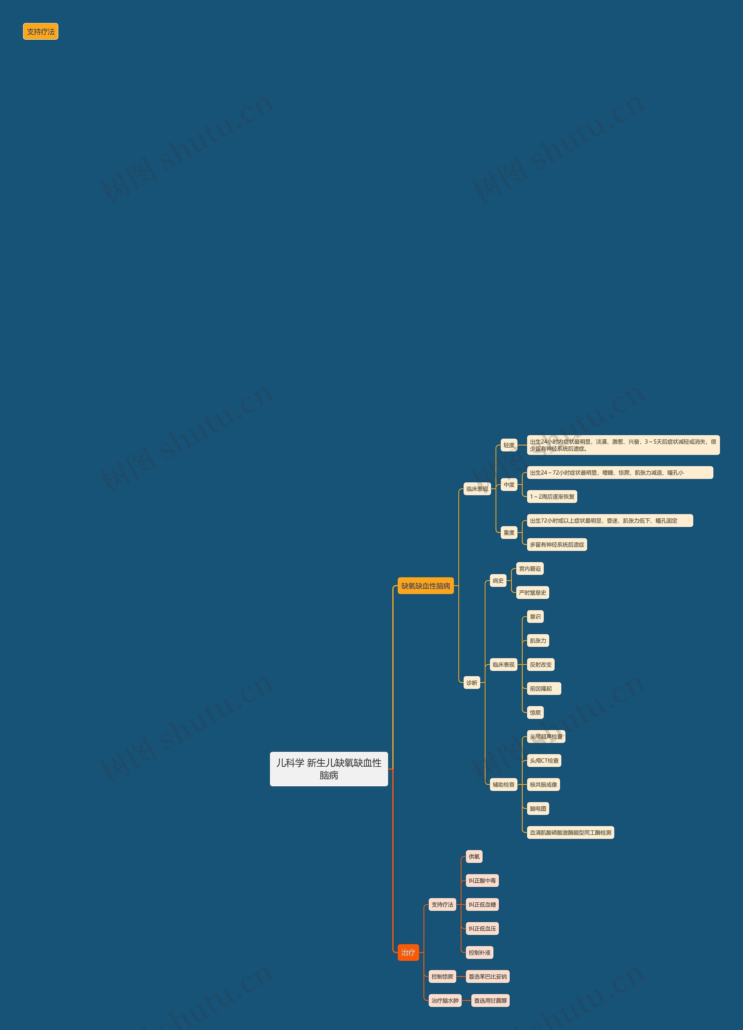 儿科学 新生儿缺氧缺血性脑病思维导图高清图 儿科学 新生儿缺氧缺血性脑病思维导图
