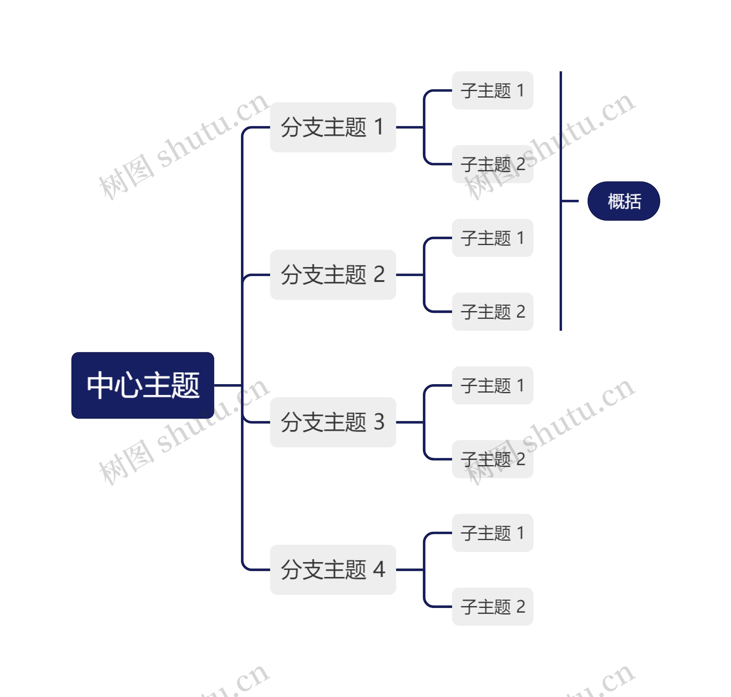 经典深蓝色向右逻辑图主题模板