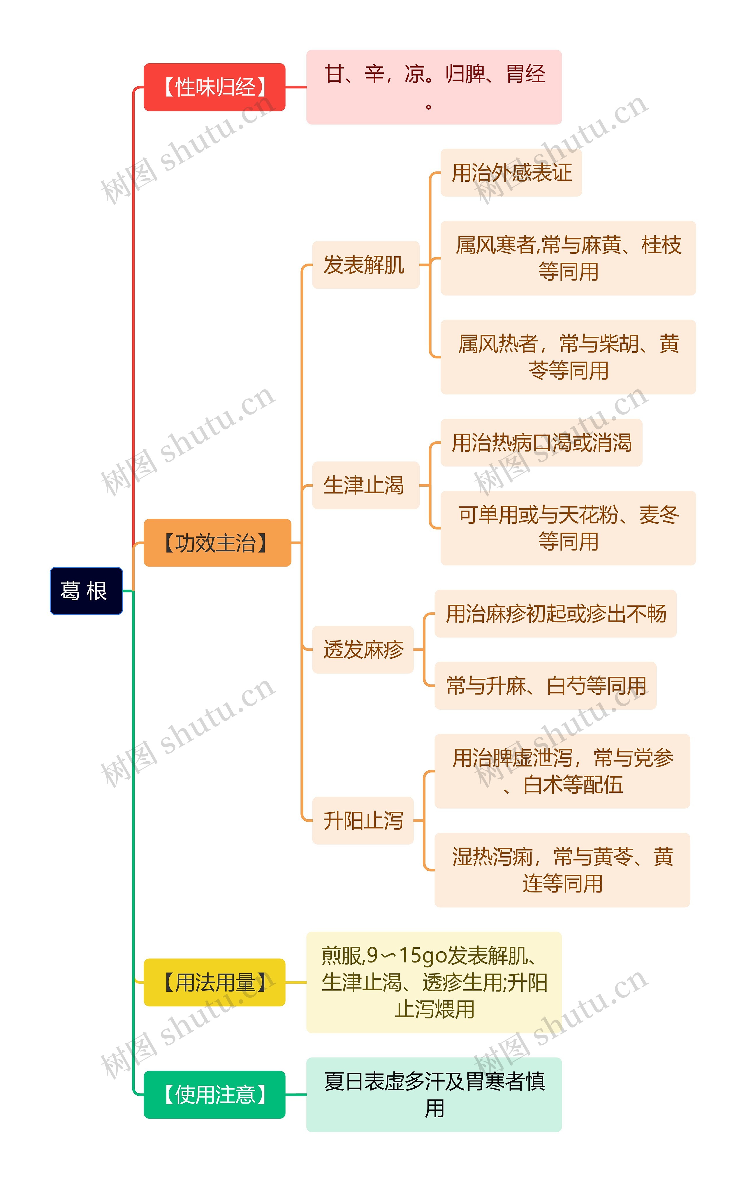 中医知识葛根思维导图