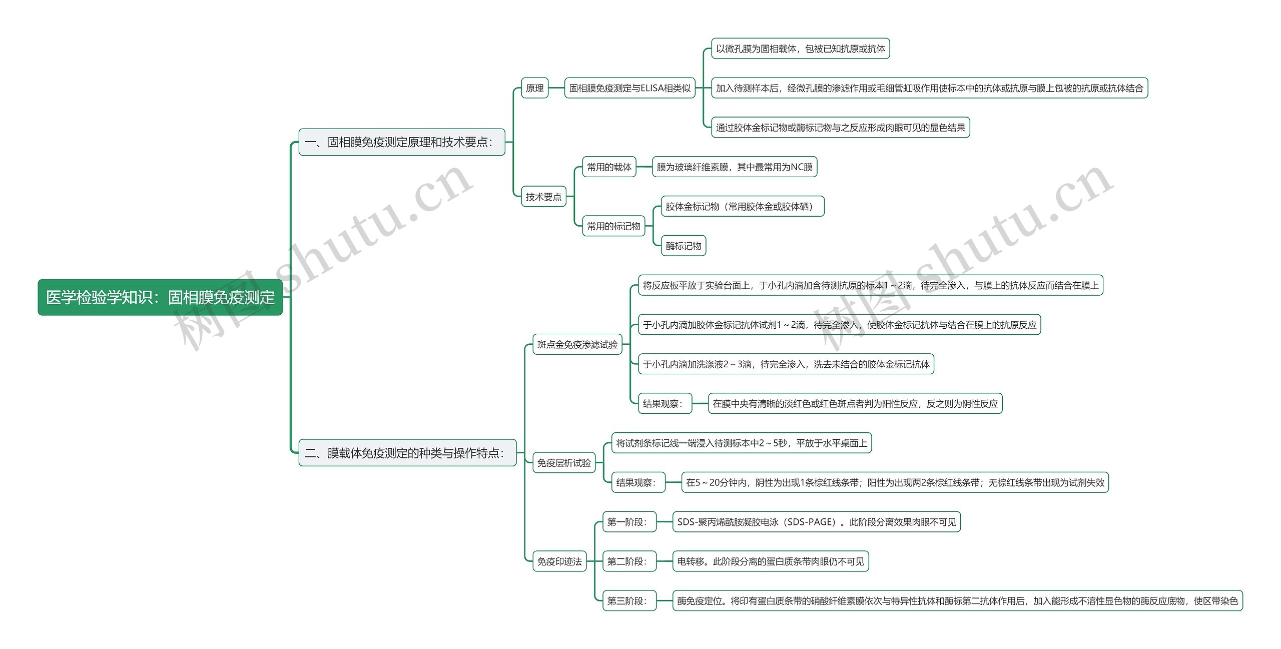 医学检验学知识：固相膜免疫测定思维导图