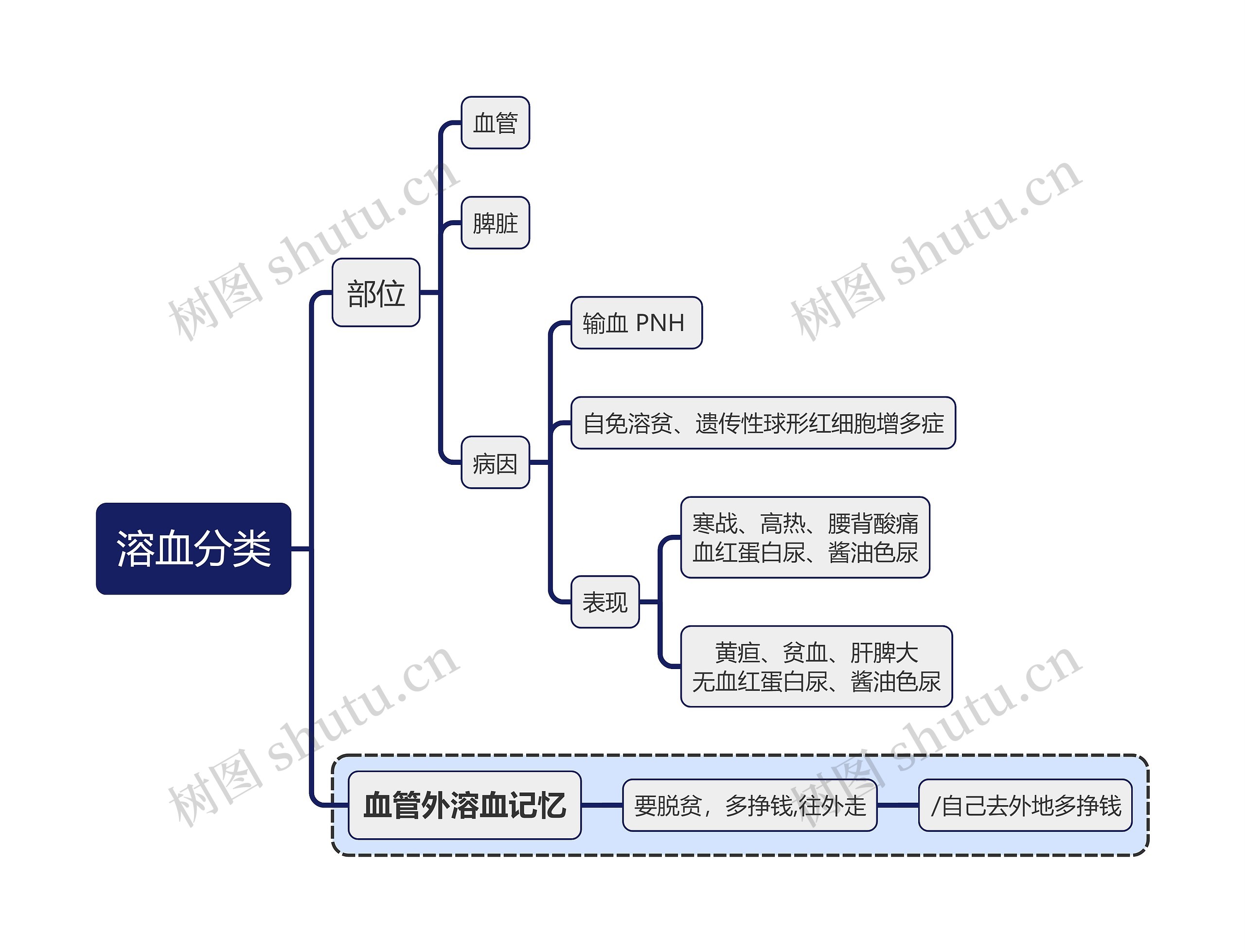 医学知识溶血分类思维导图