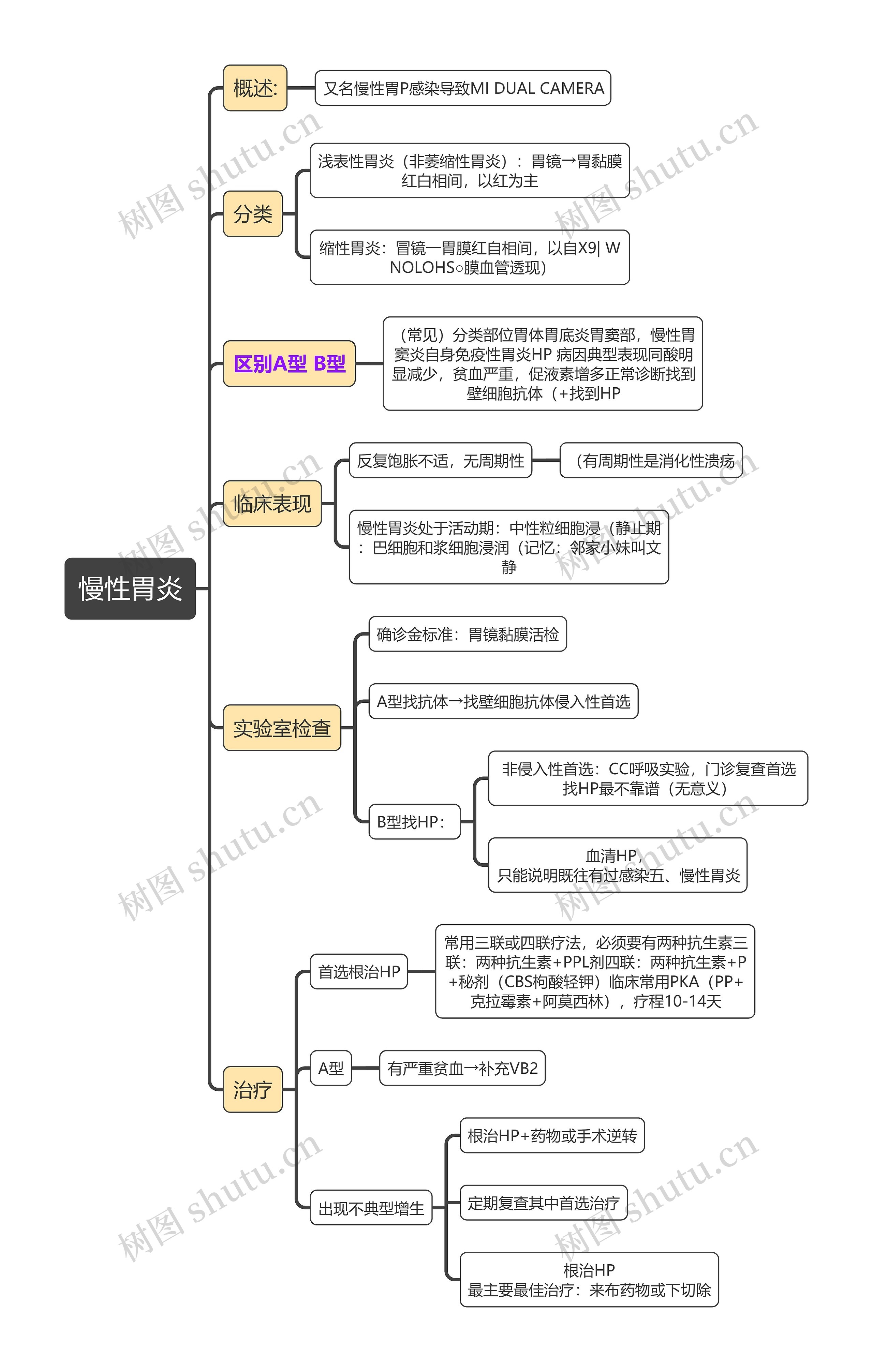 医学知识慢性胃炎思维导图