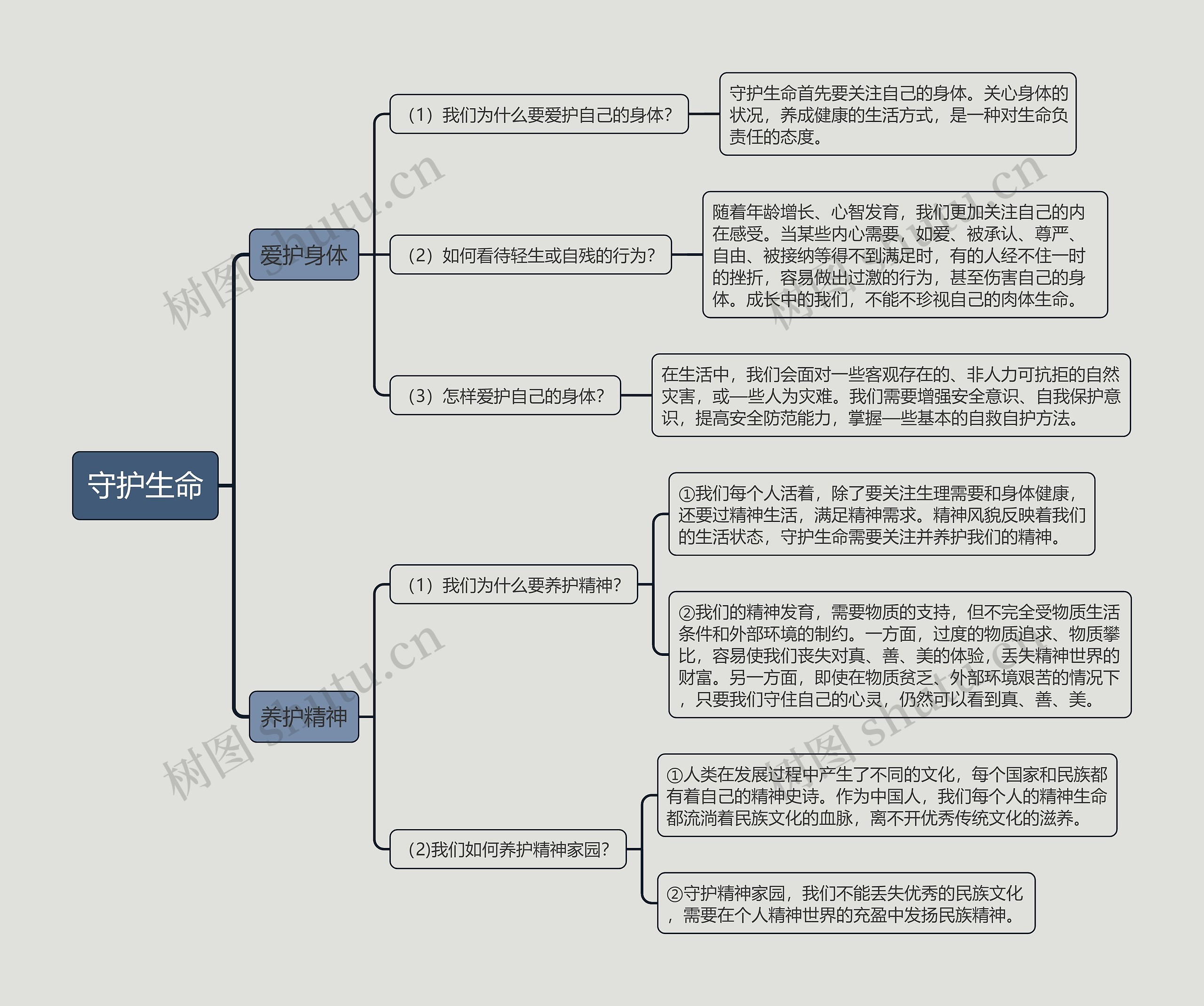 七年级上册政治守护生命的思维导图