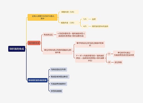 医学知识组织液的生成思维导图