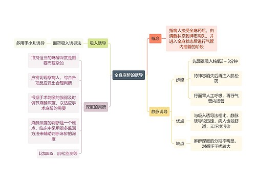 医学知识全身麻醉的诱导思维导图