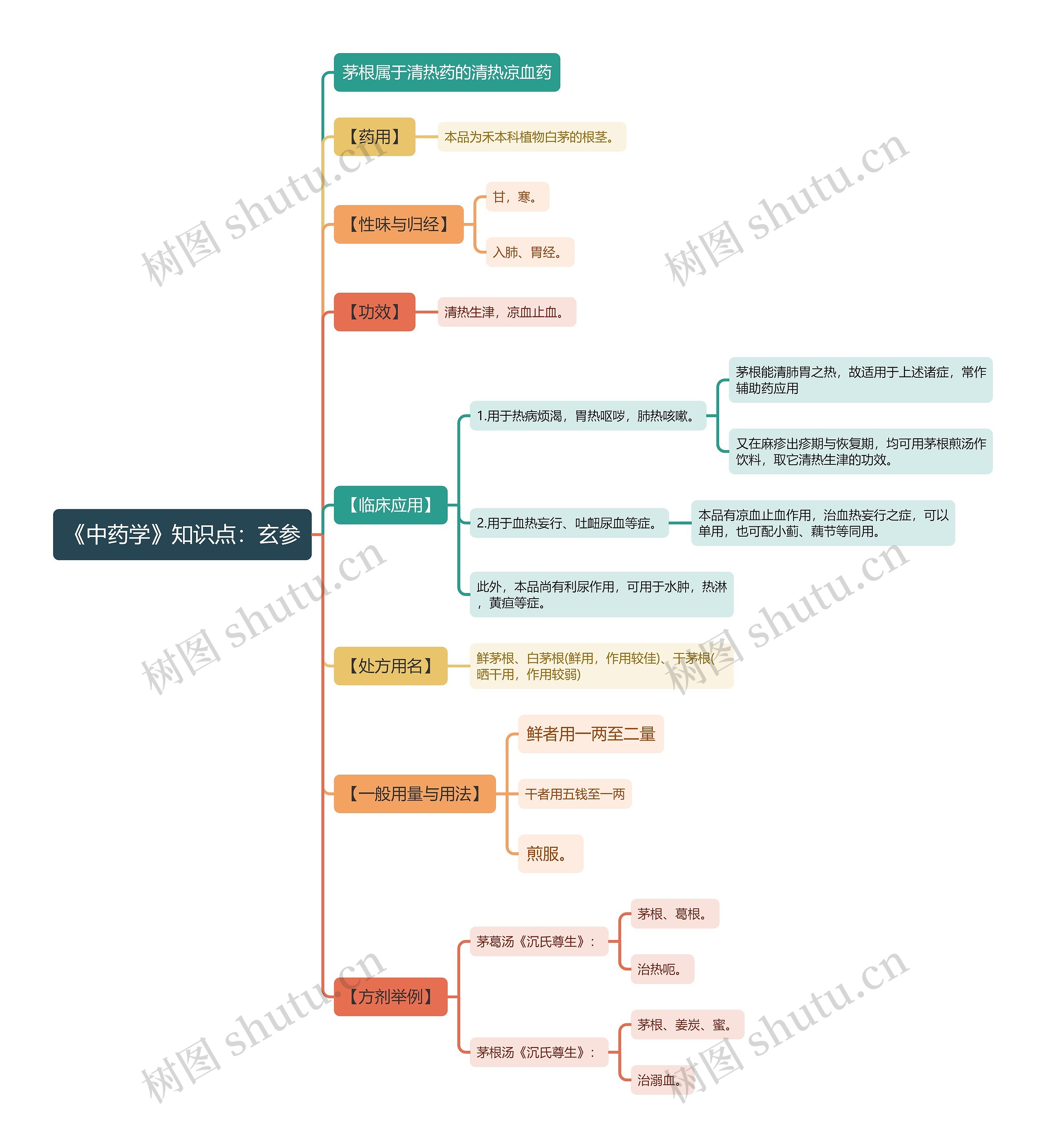 《中药学》知识点：玄参思维导图