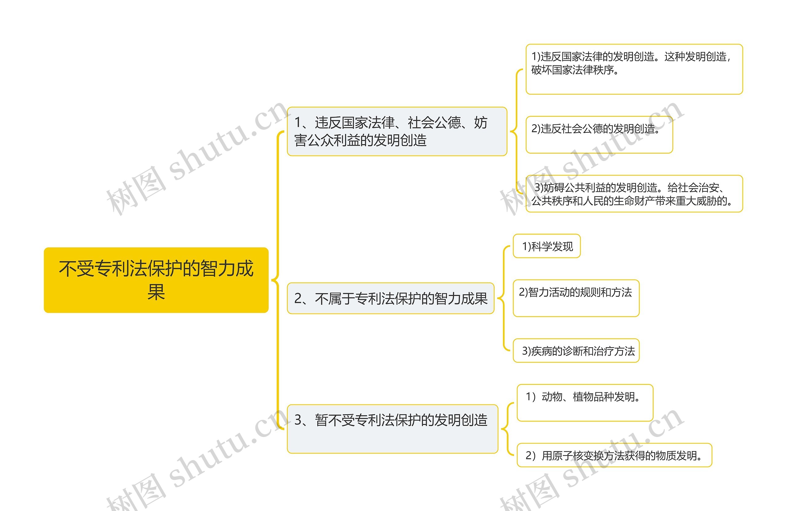 不受专利法保护的智力成果思维导图