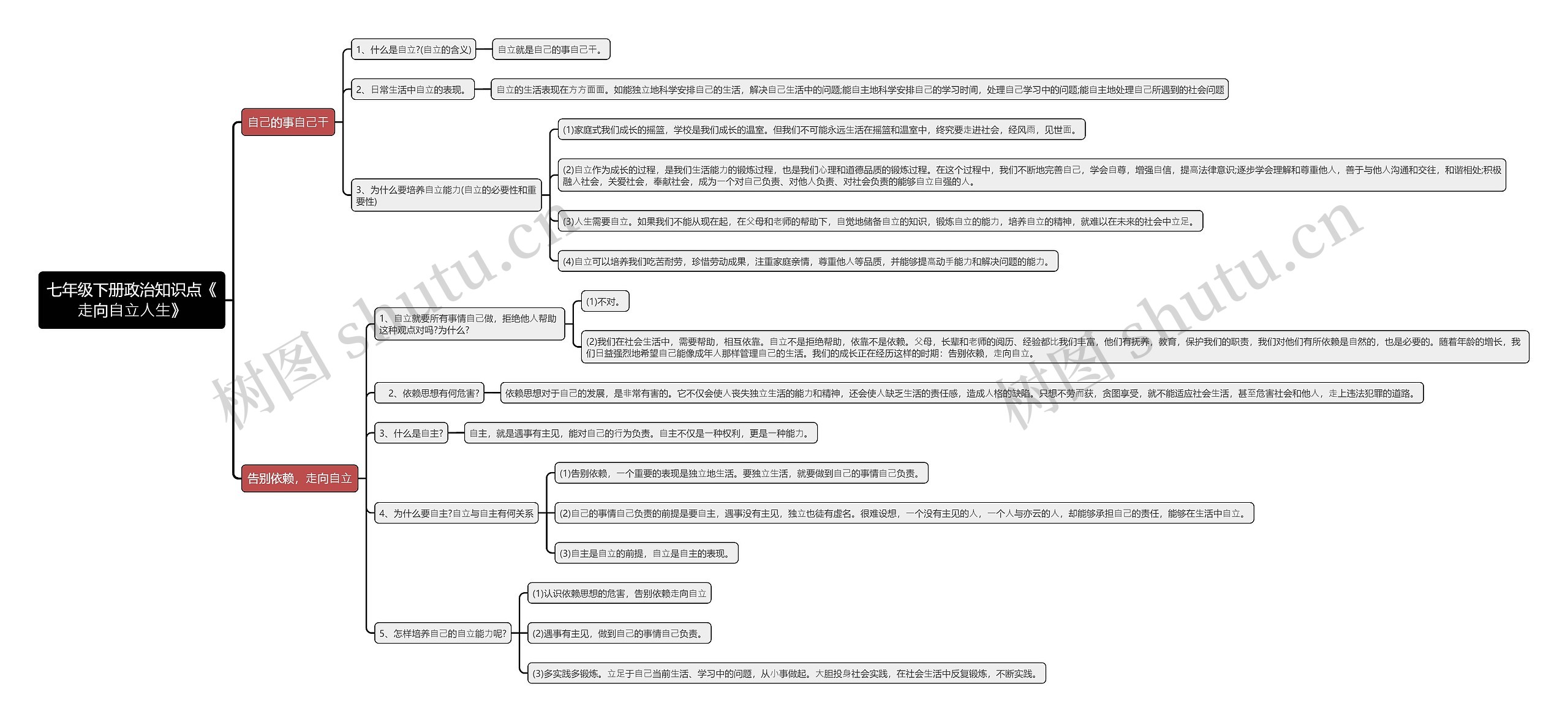 七年级下册政治知识点《
⾛向⾃⽴⼈⽣》