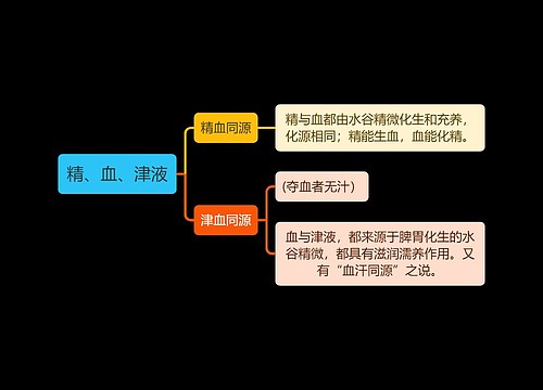 中医知识精、血、津液思维导图