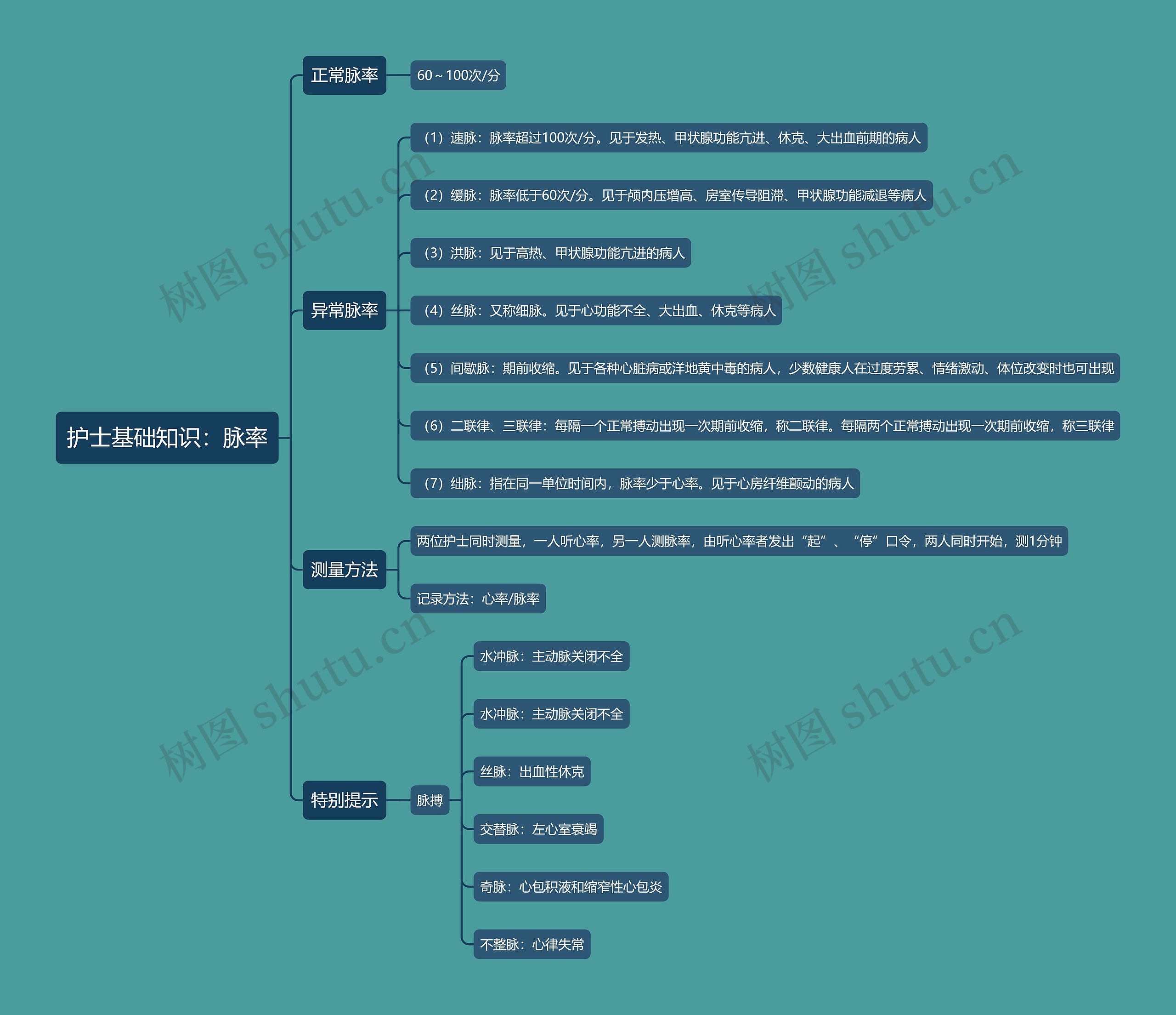 护士基础知识：脉率思维导图