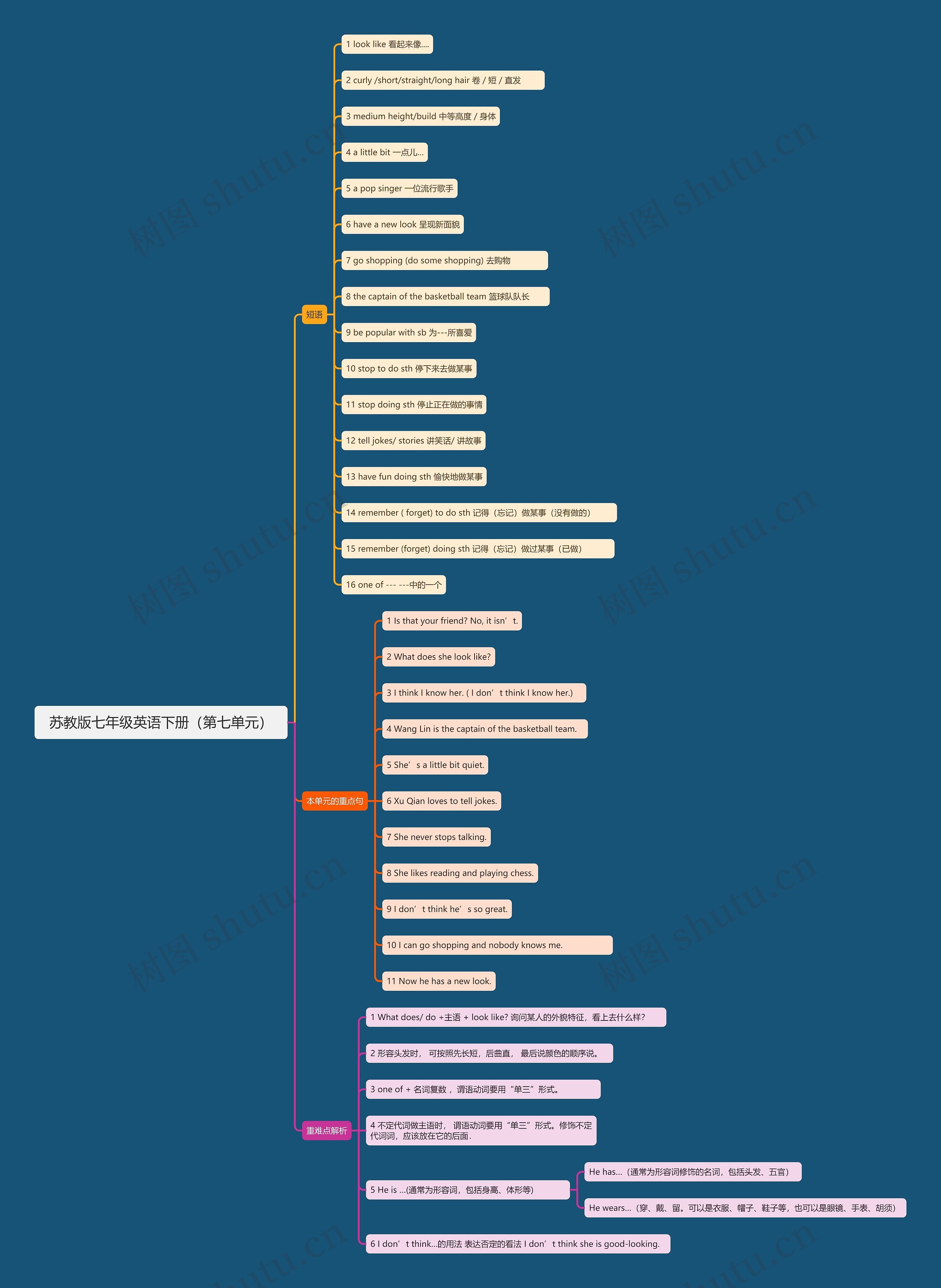 苏教版七年级英语下册（第七单元）思维导图