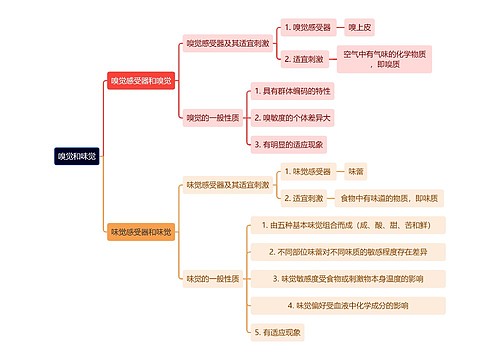 医学知识嗅觉和味觉思维导图