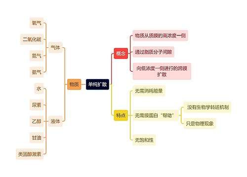 医学知识单纯扩散思维导图