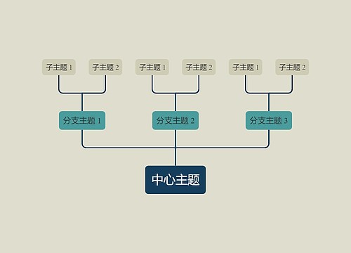 优雅暗绿色向上树形图主题模板