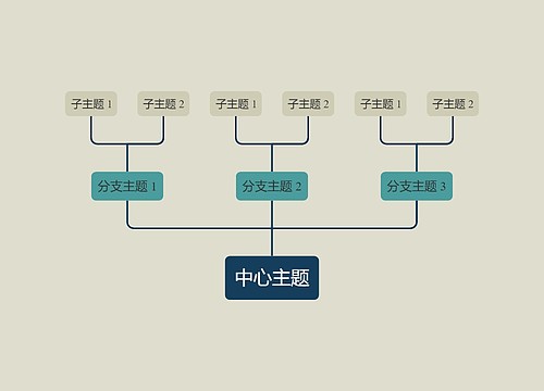 优雅暗绿色向上树形图主题模板