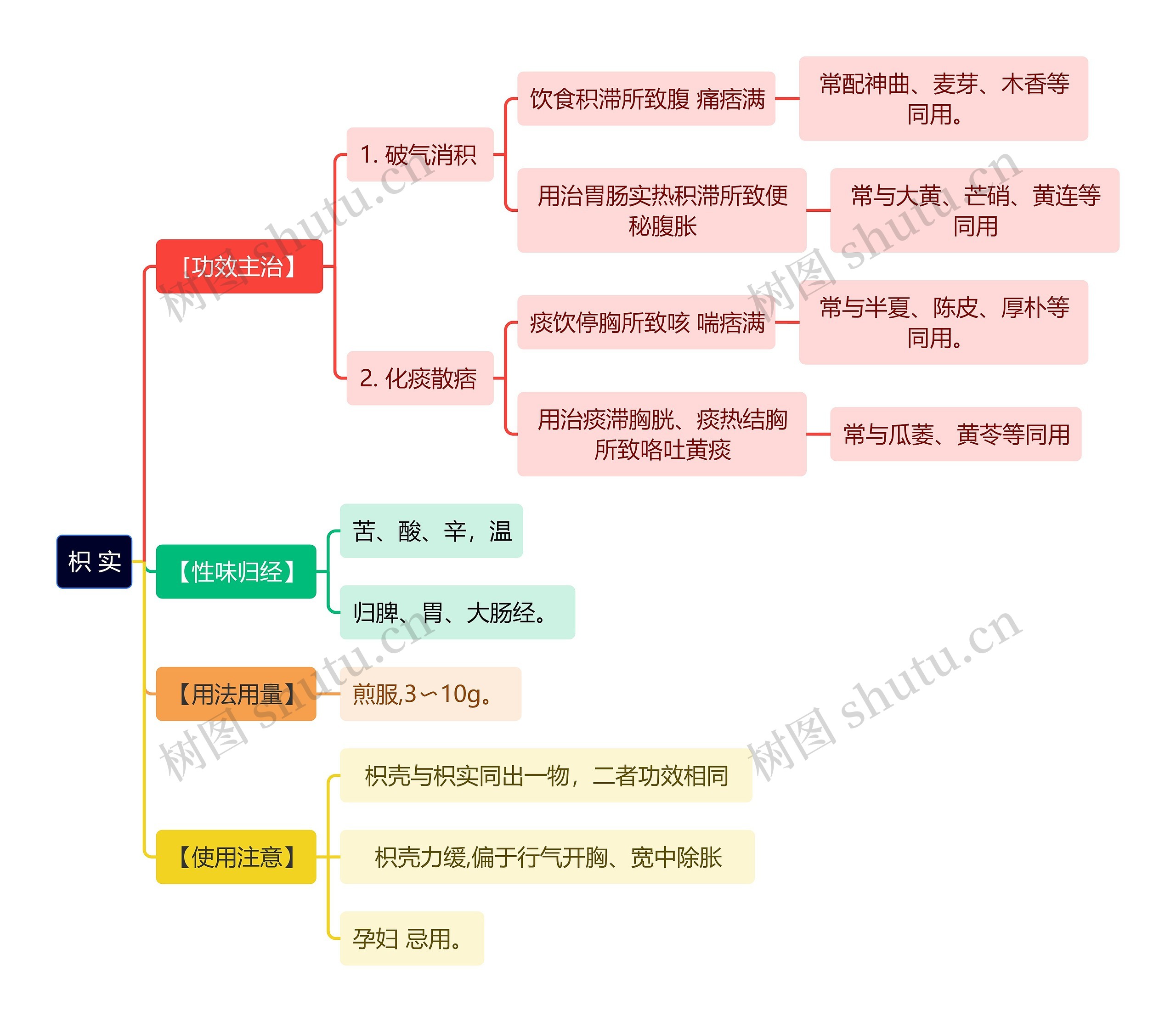 中医知识枳 实思维导图