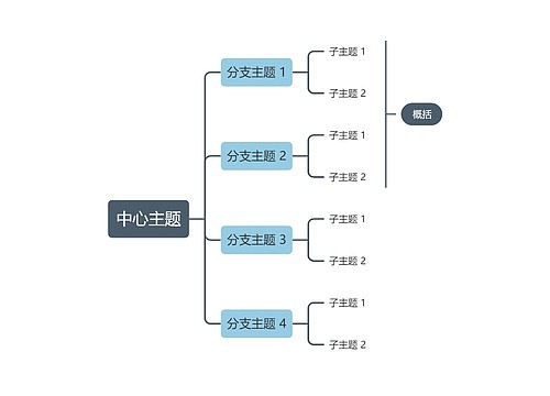 莫兰迪低调蓝色向右逻辑图主题模板