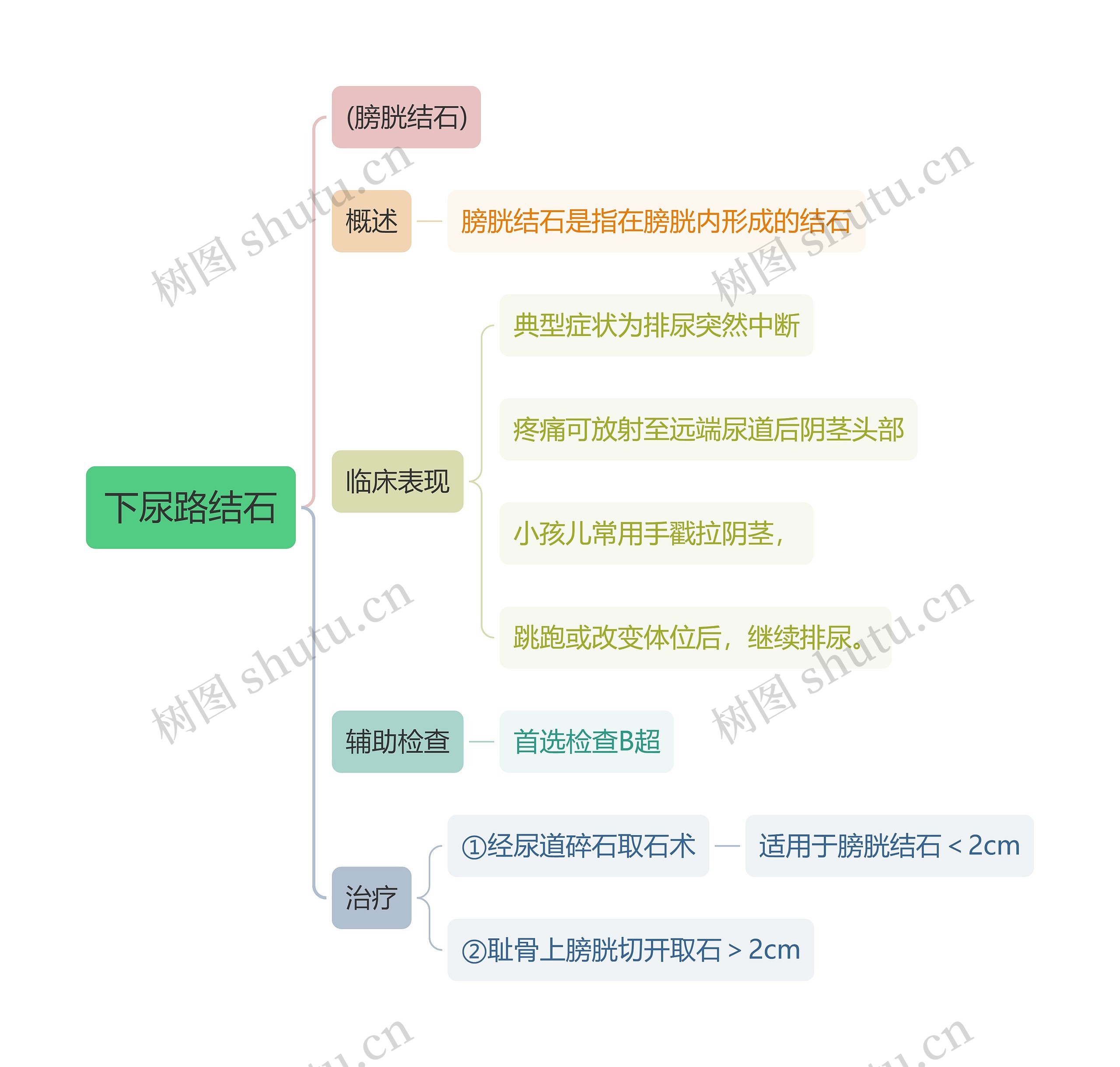 内科知识下尿路结石思维导图