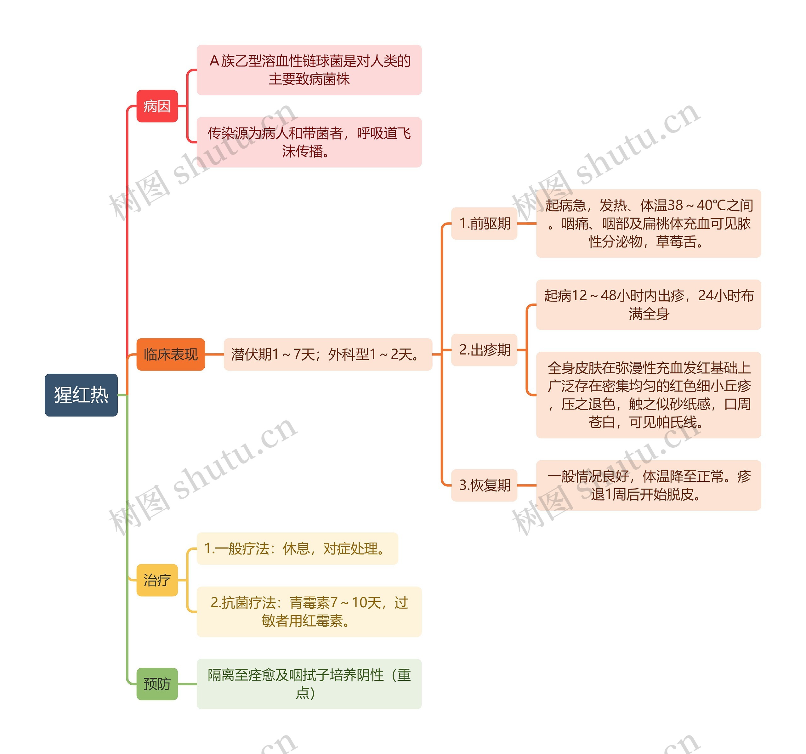 医学知识猩红热思维导图