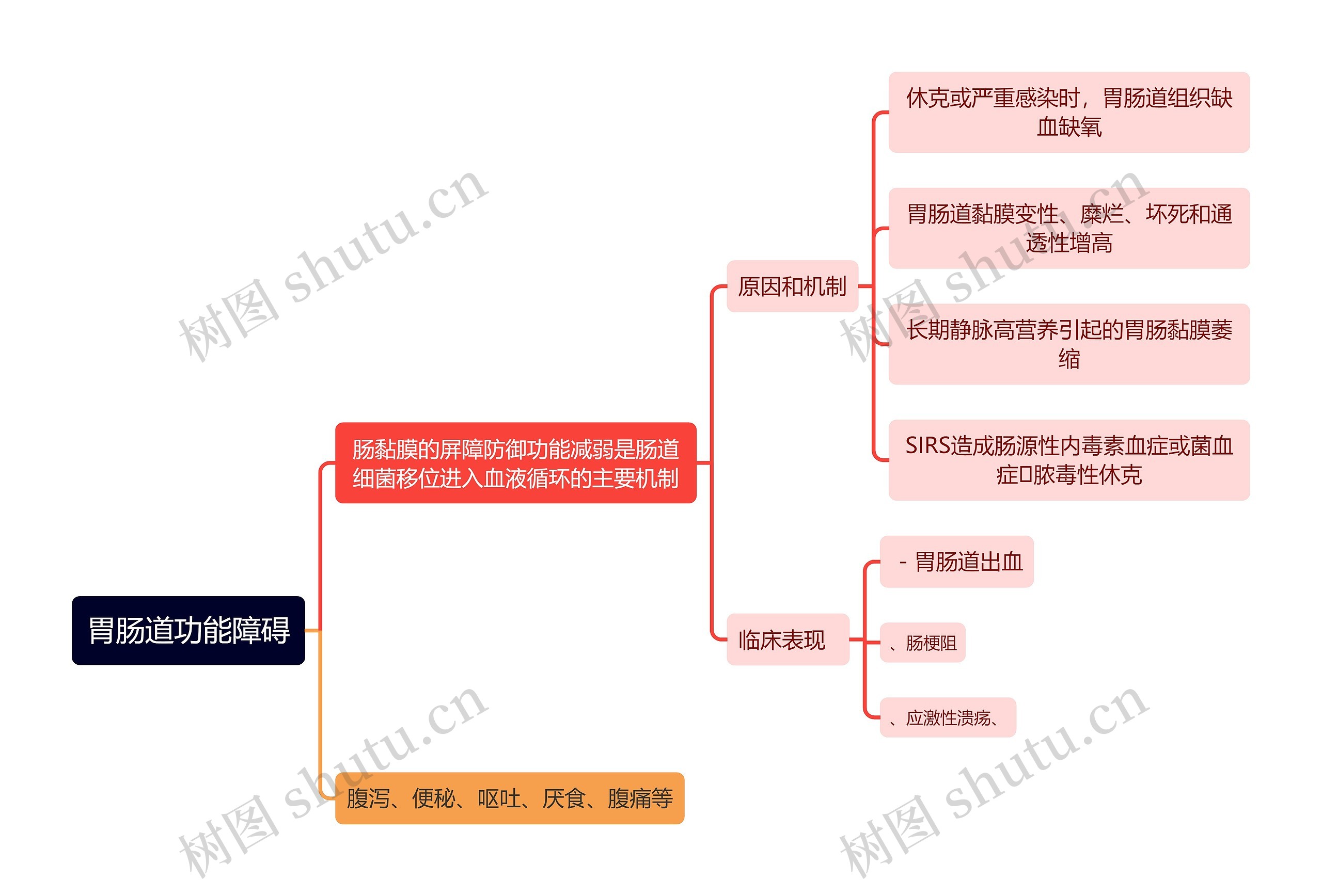 医学知识胃肠道功能障碍思维导图