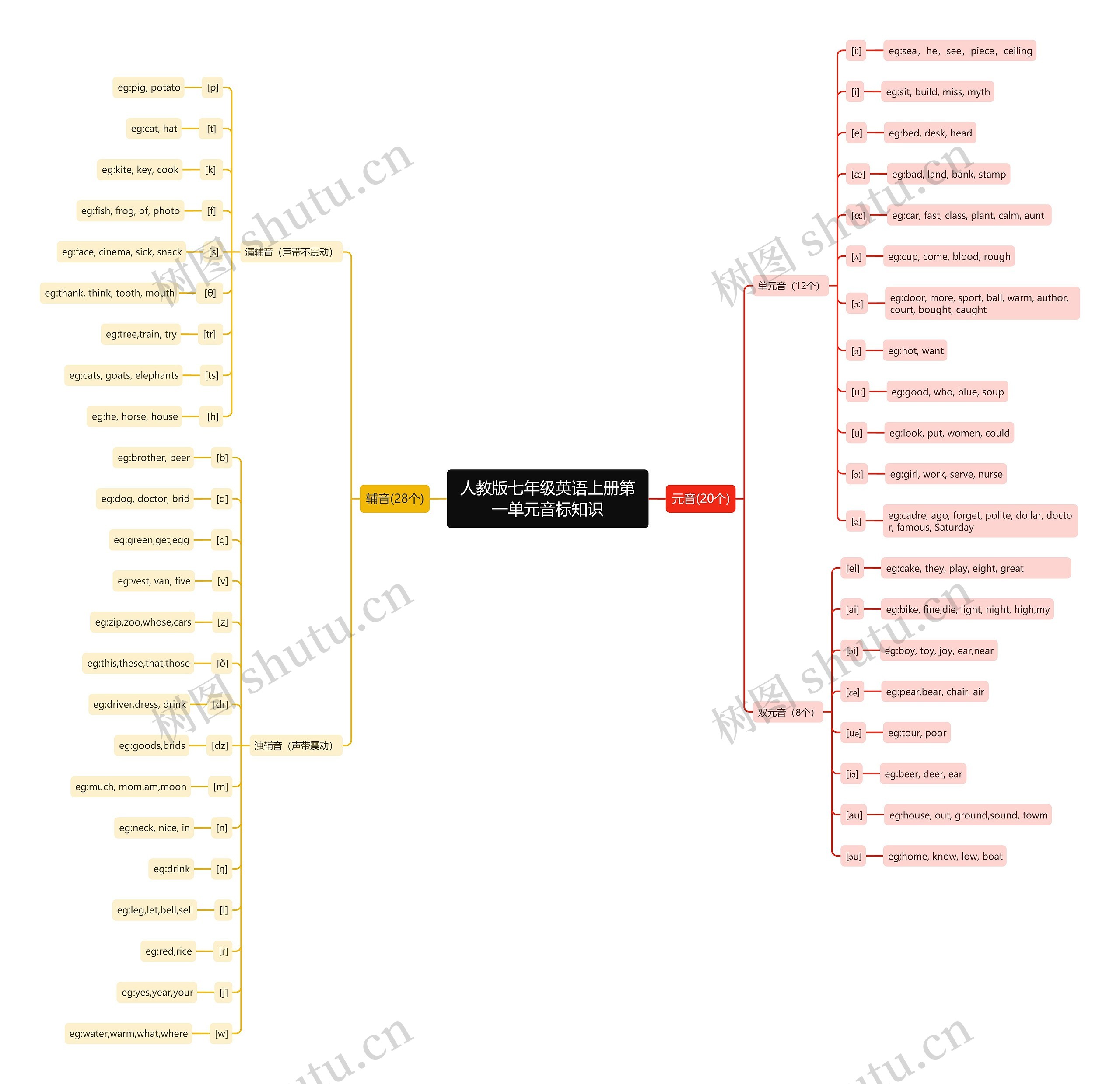 人教版七年级英语上册第一单元音标知识思维导图