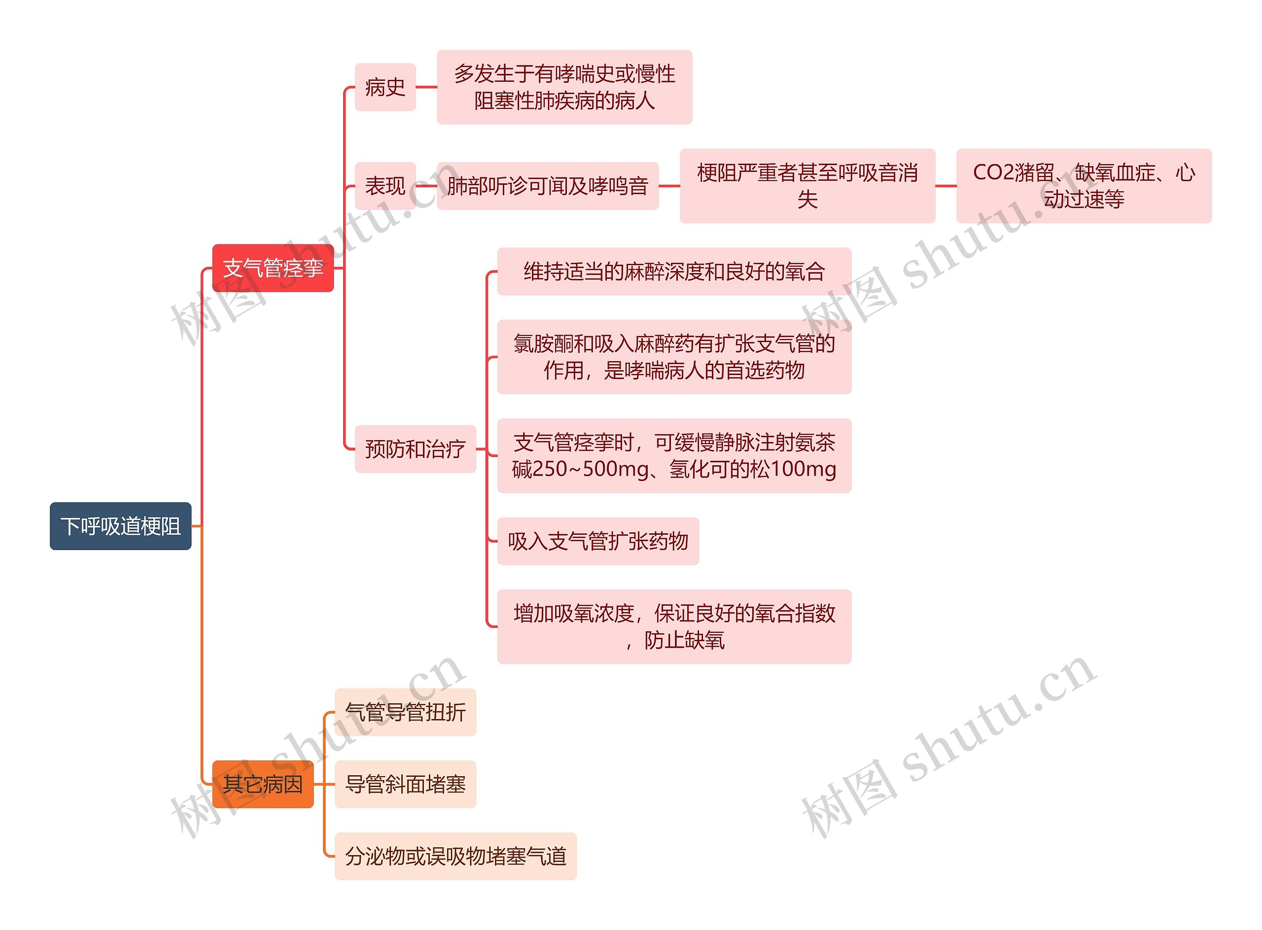 医学知识下呼吸道梗阻思维导图