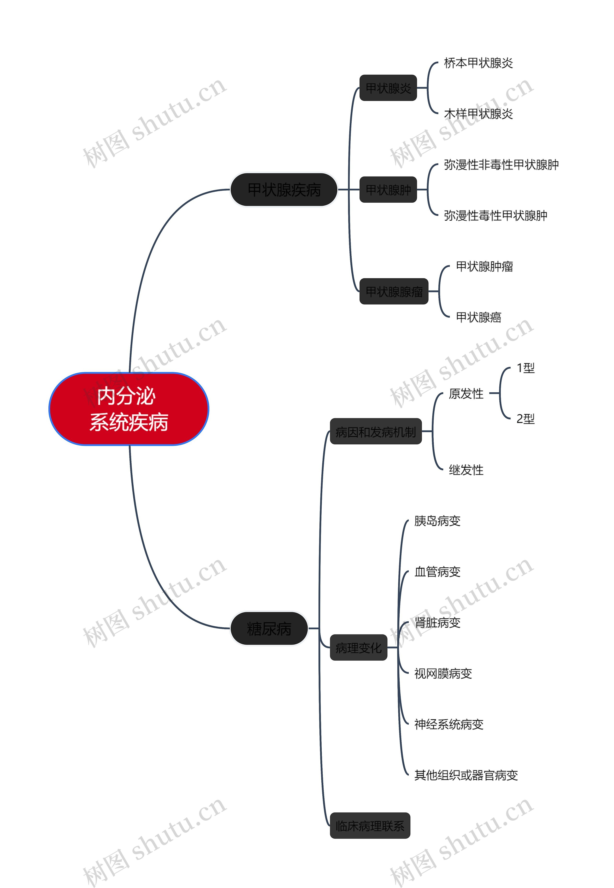 《内分泌系统疾病》思维导图