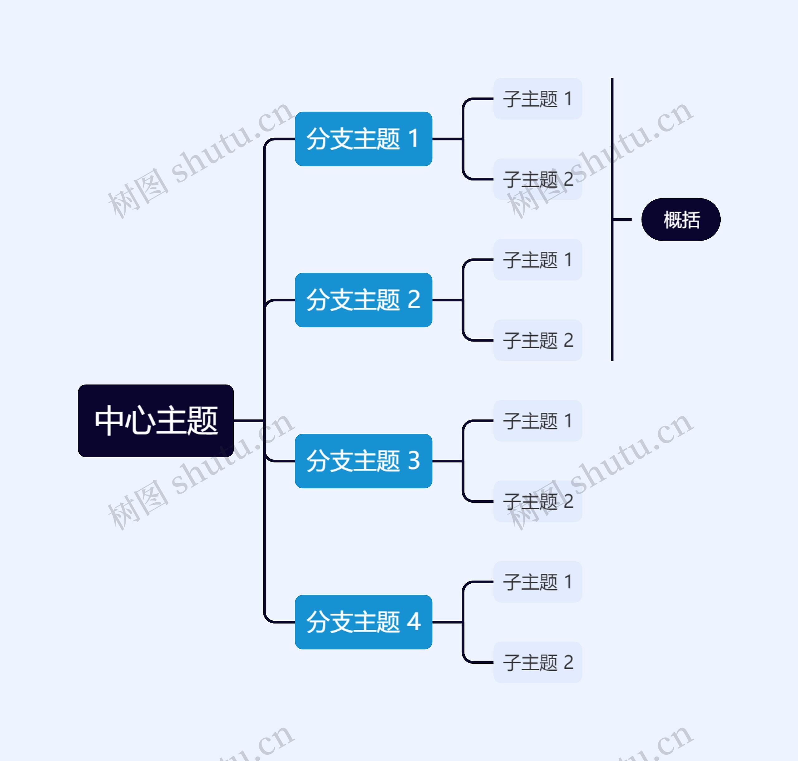 经典蓝黑向右逻辑图主题模板