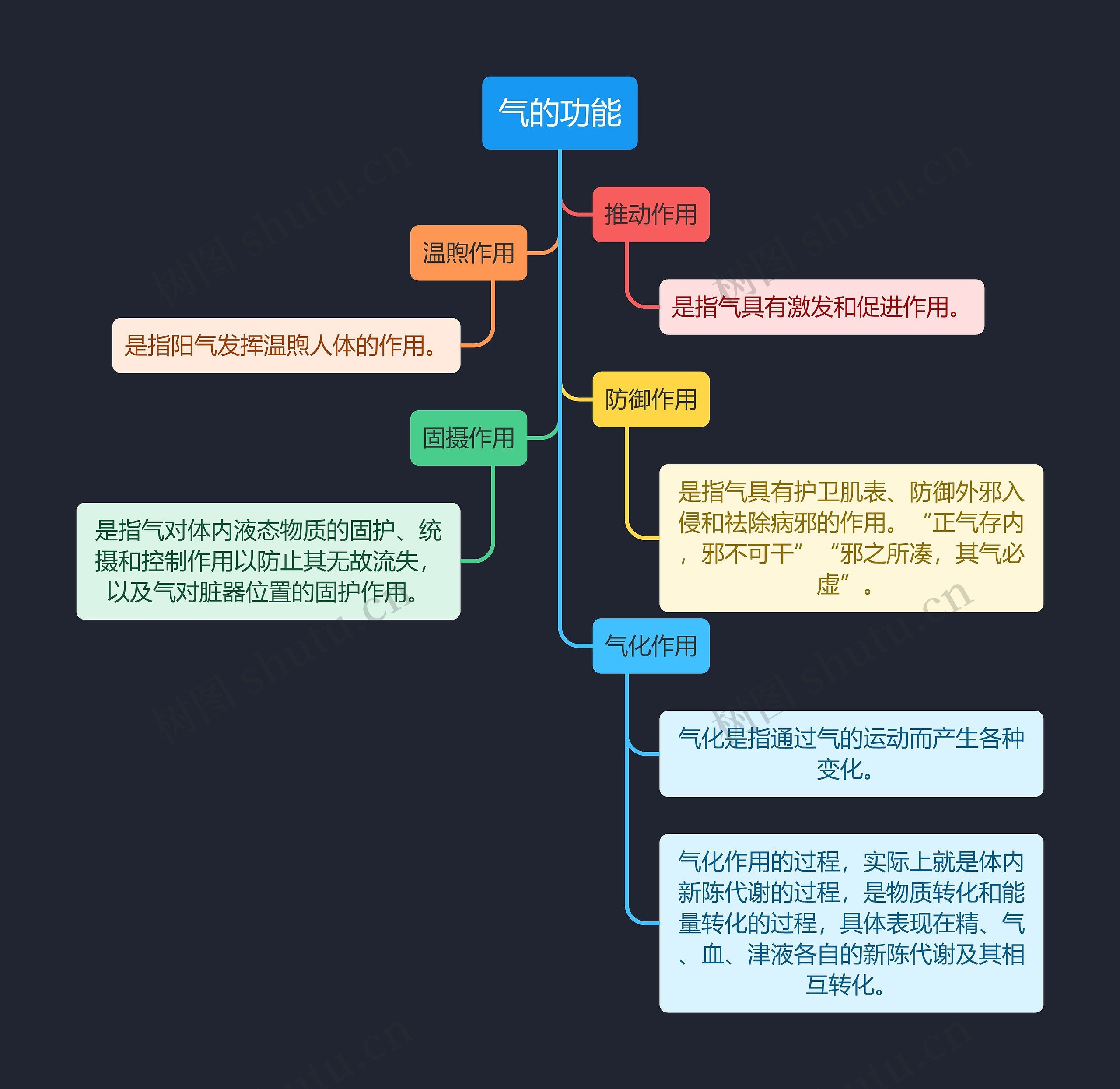 中医知识气的功能思维导图