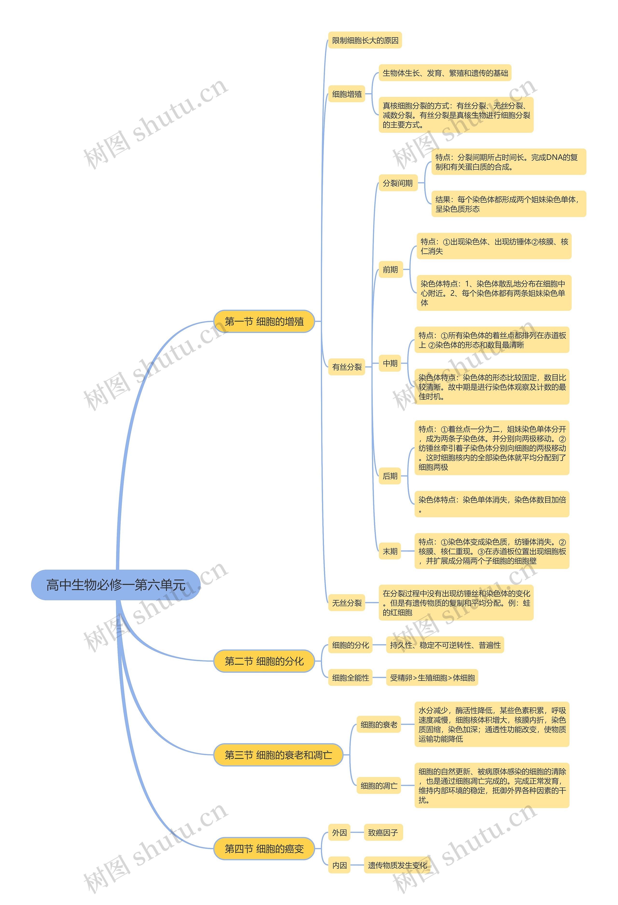 高中生物必修一第六单元思维导图