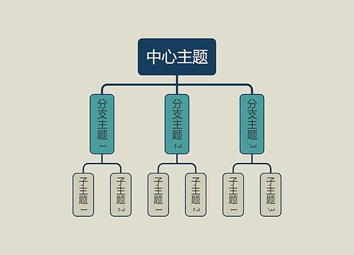 优雅暗绿色组织架构图主题模板