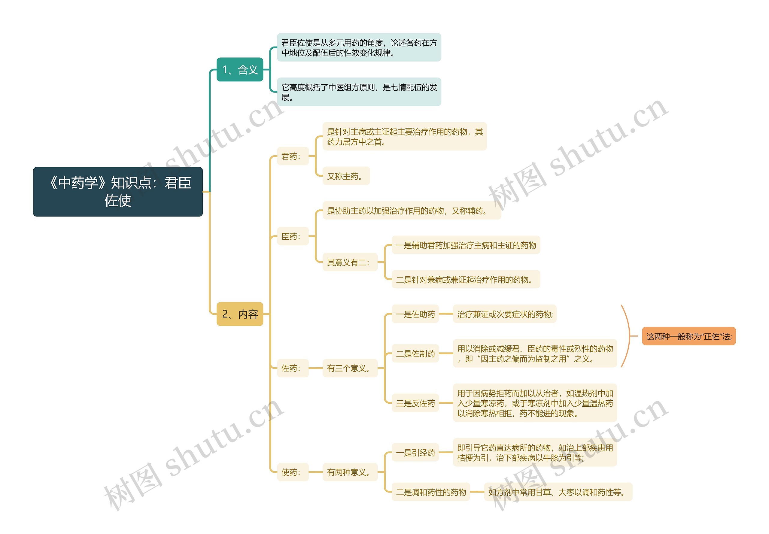 《中药学》知识点：君臣佐使思维导图
