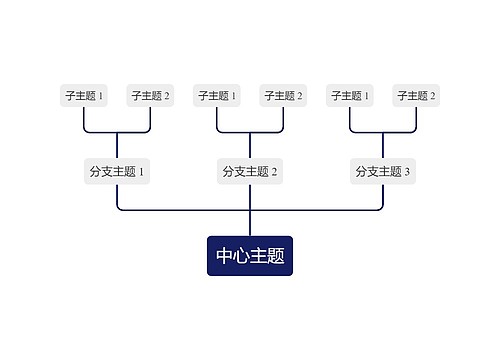 经典深蓝色向上树形图主题模板