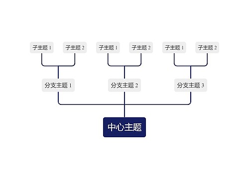 经典深蓝色向上树形图主题模板