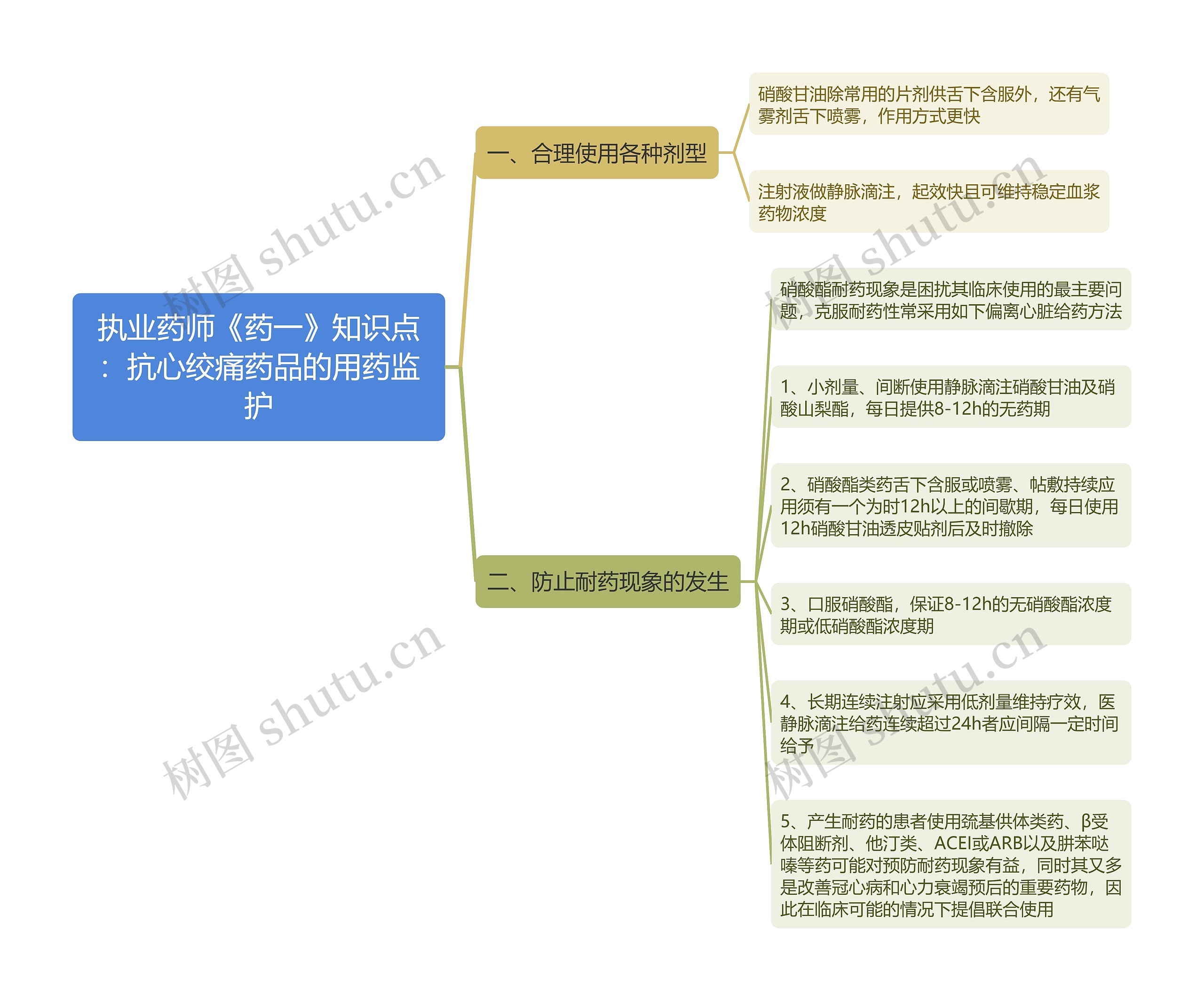 执业药师《药一》知识点：抗心绞痛药品的用药监护思维导图