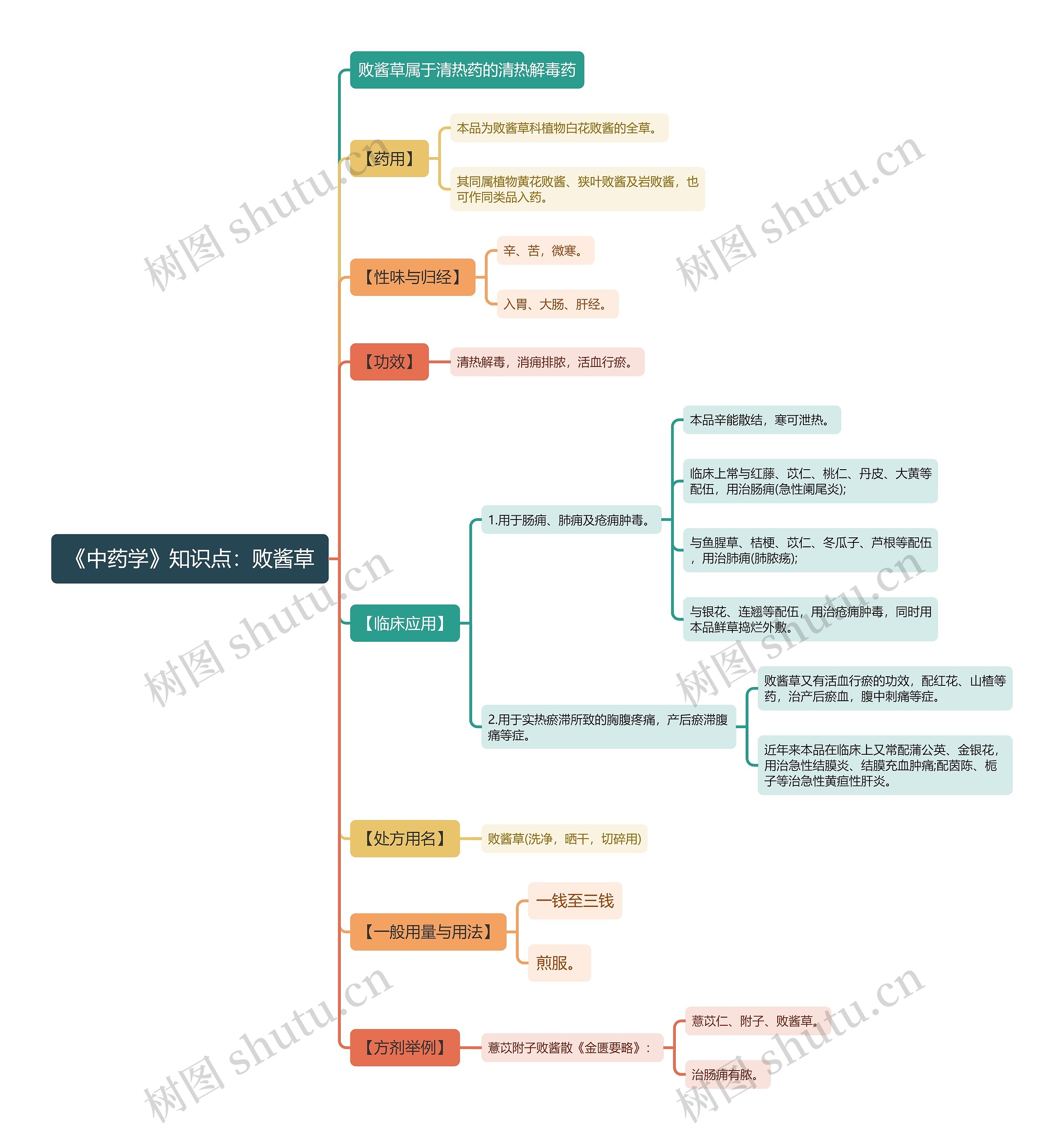 《中药学》知识点:败酱草思维导图高清图 《中药学》知识点:败酱草思维导图