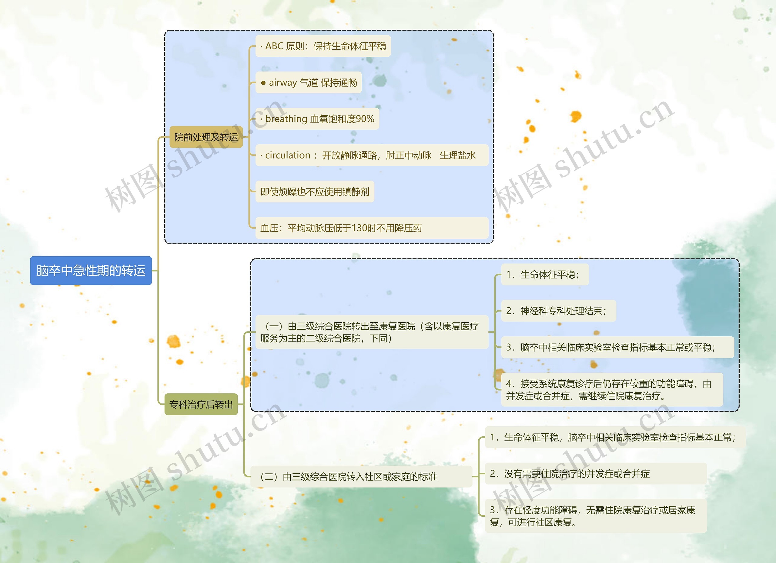 脑卒中急性期的转运思维导图