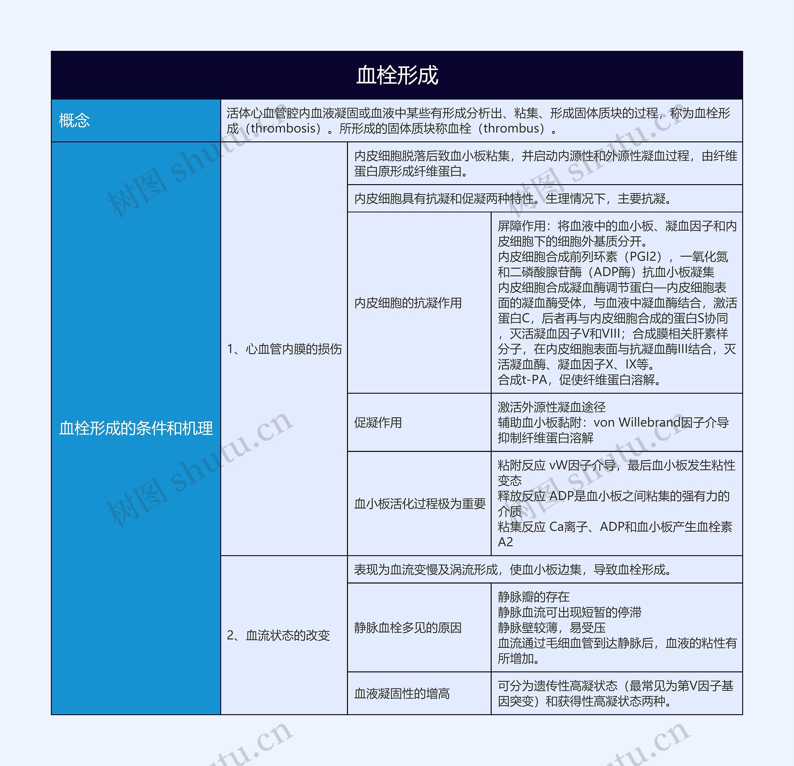 血栓形成的思维导图