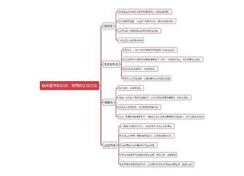 临床医学知识点：常用的止血方法思维导图