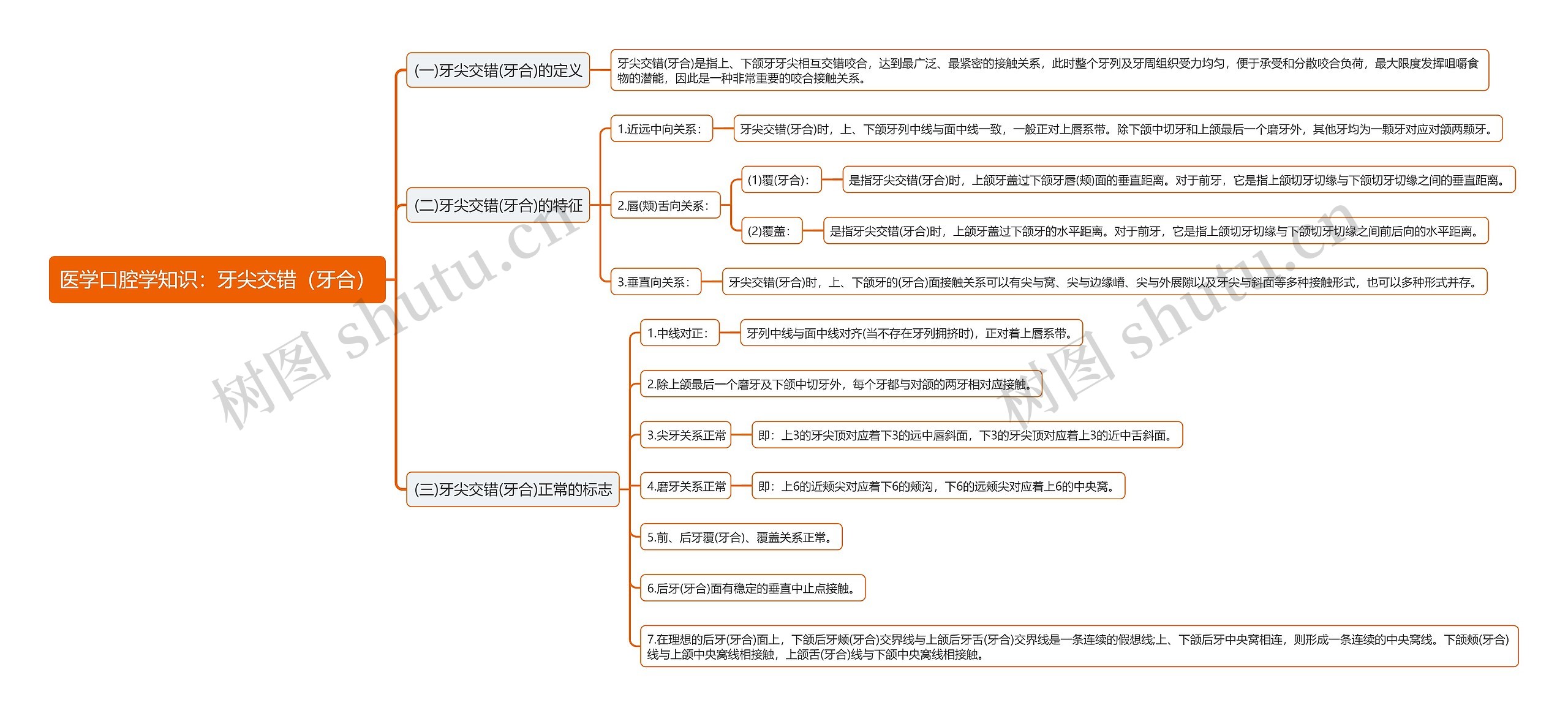 医学口腔学知识：牙尖交错（牙合）思维导图