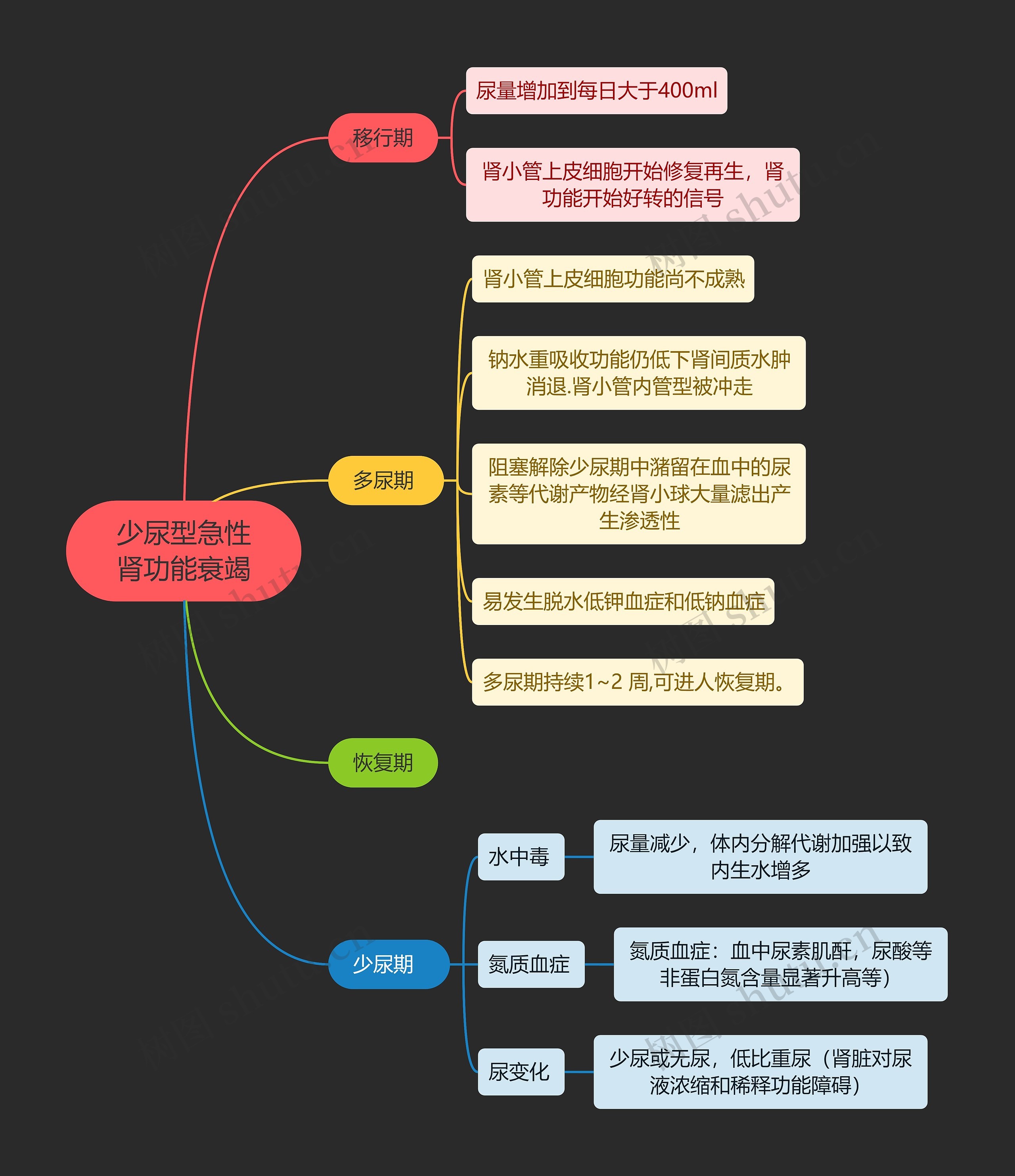 医学知识少尿型急性肾功能衰竭思维导图