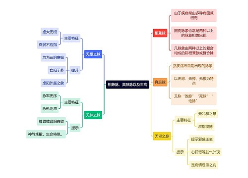 中医知识相兼脉、真脏脉以及主病思维导图