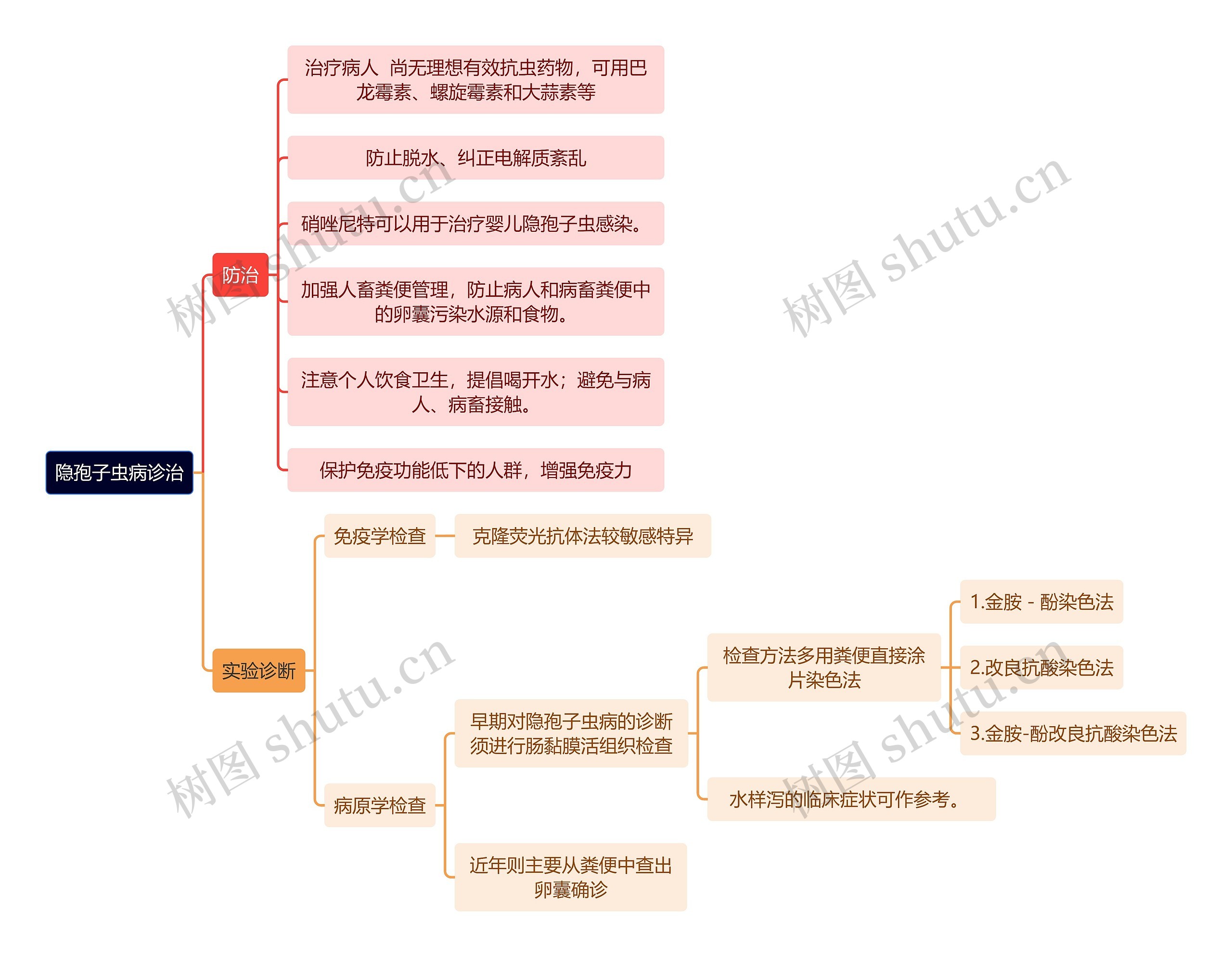 医学知识隐孢子虫病诊治思维导图