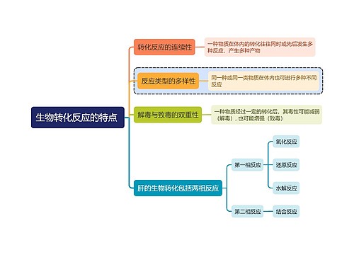 医学知识生物转化反应的特点思维导图