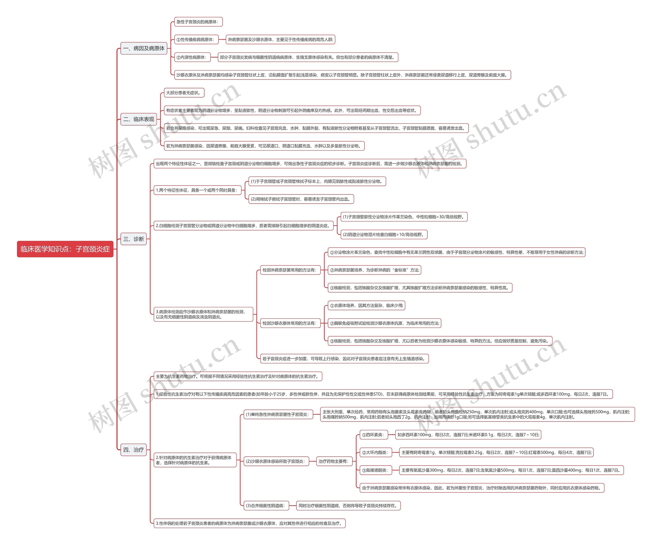 临床医学知识点：子宫颈炎症思维导图