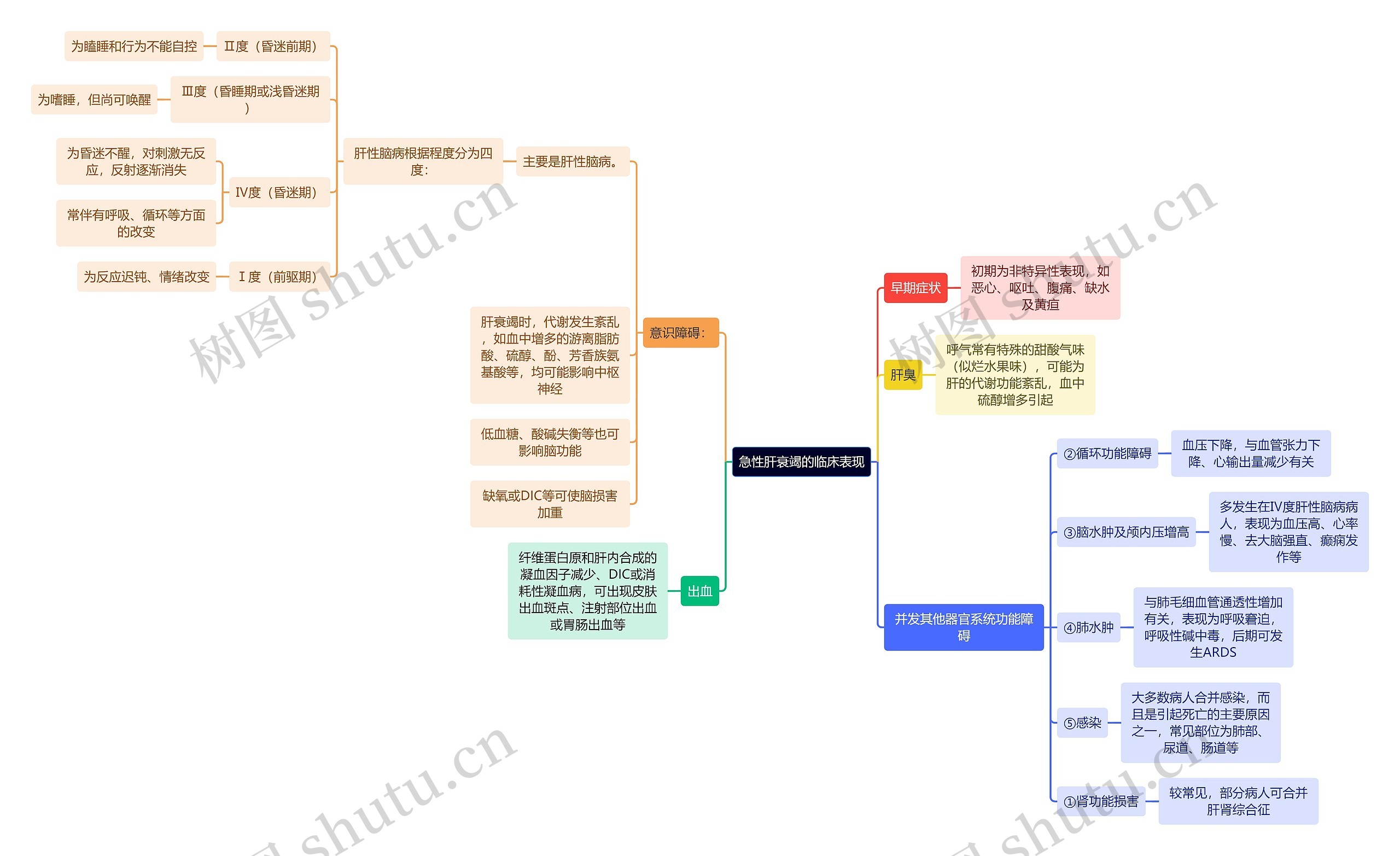 医学知识急性肝衰竭的临床表现思维导图