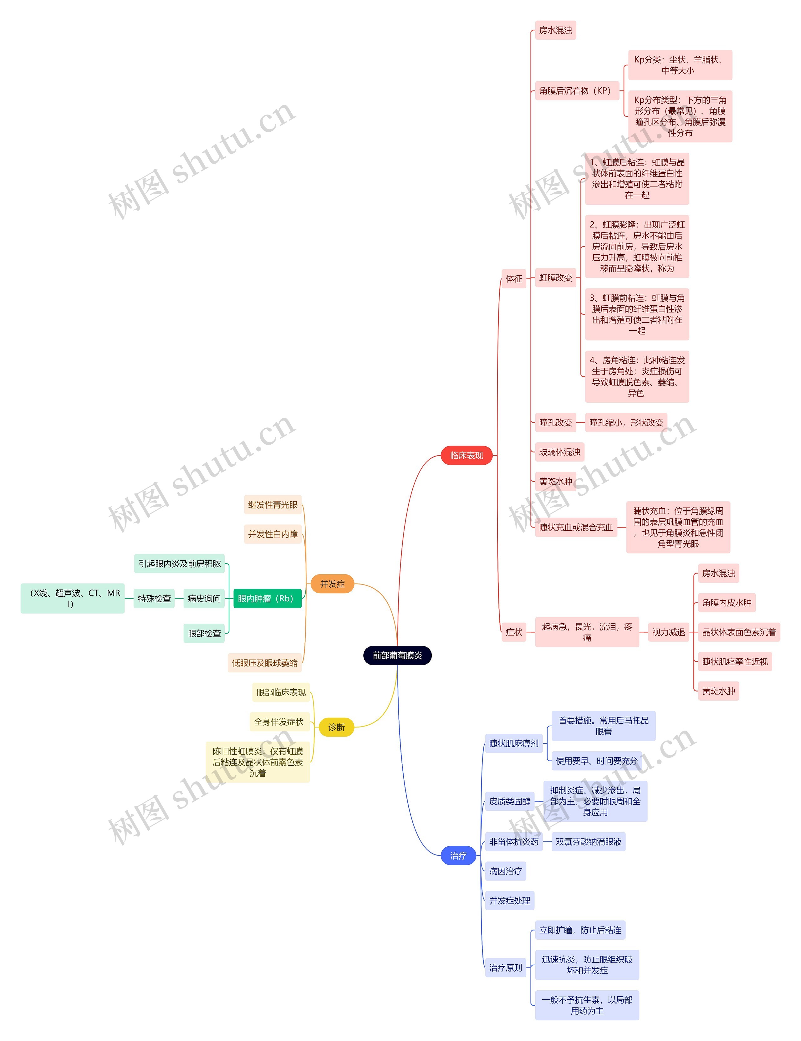 医学知识前部葡萄膜炎思维导图