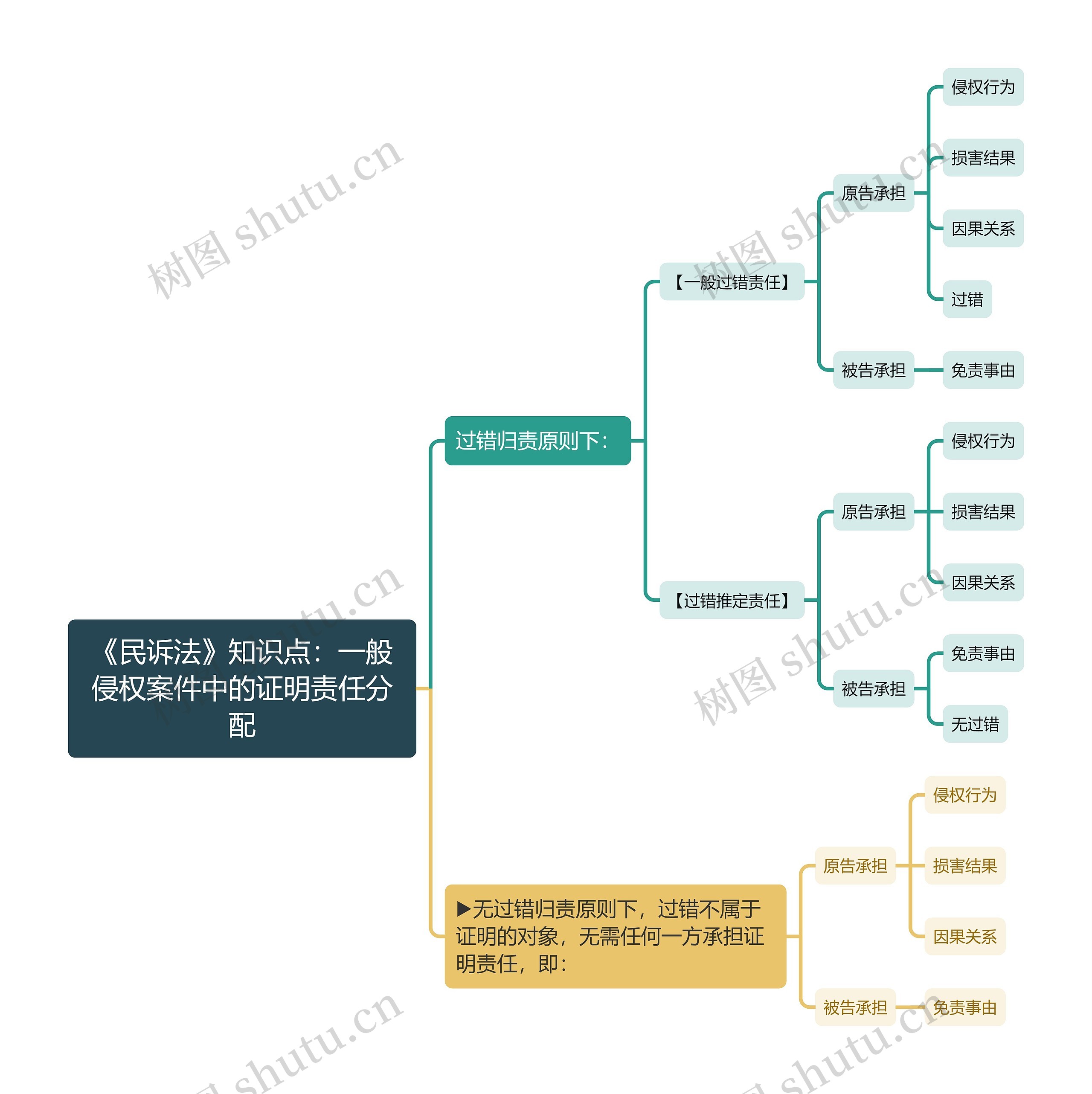 《民诉法》知识点：一般侵权案件中的证明责任分配思维导图