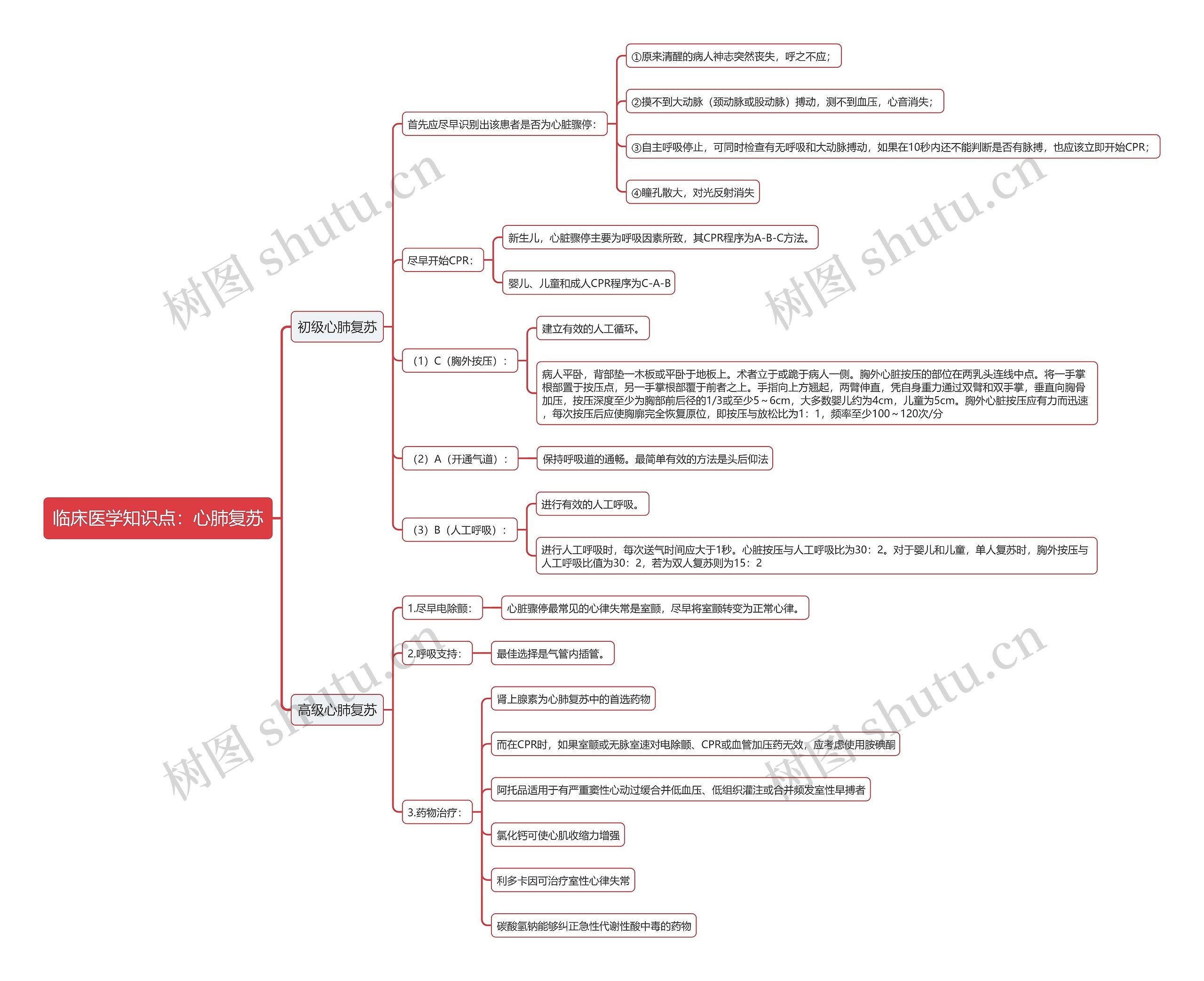 临床医学知识点：心肺复苏思维导图