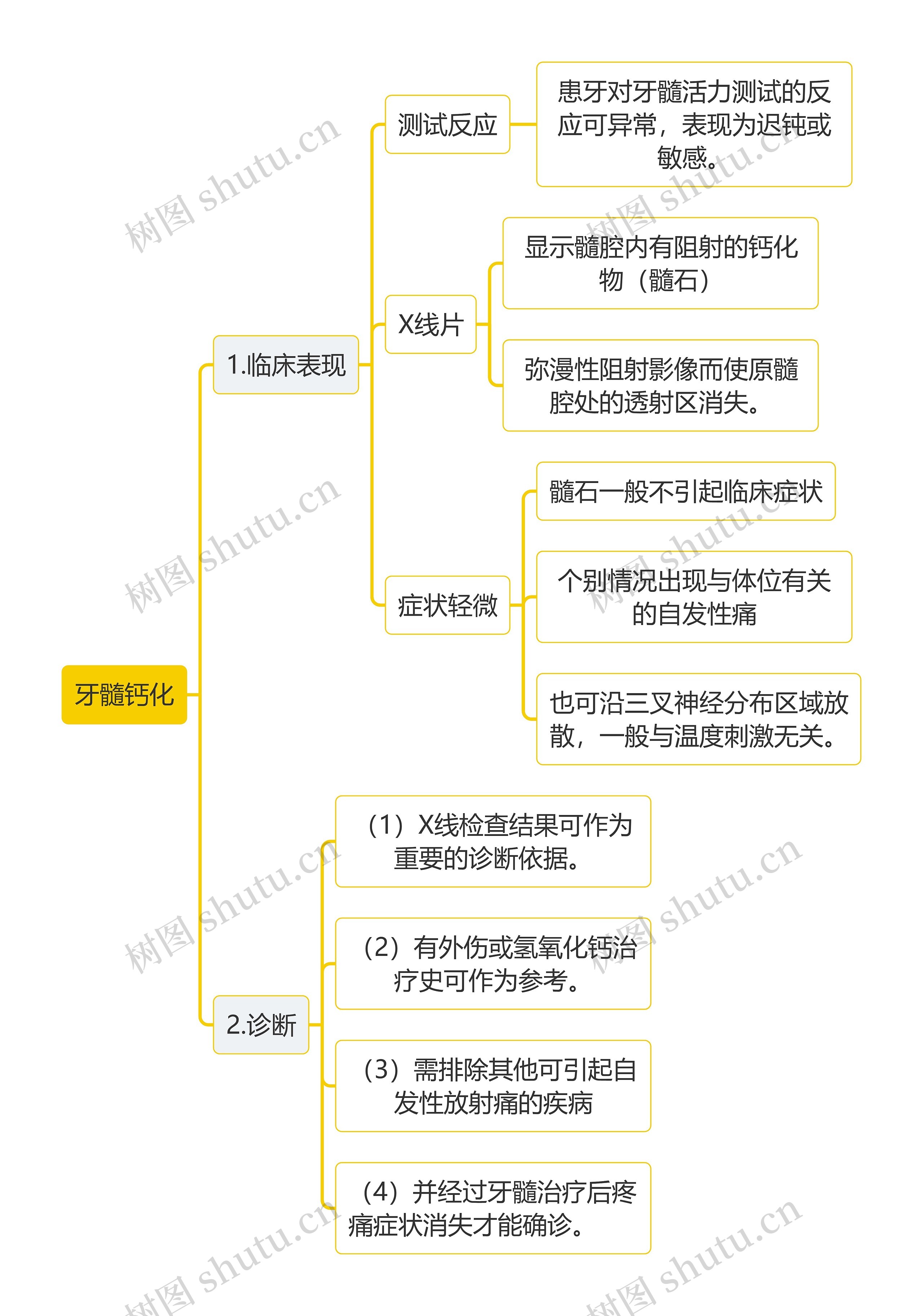 医学知识牙髓钙化思维导图